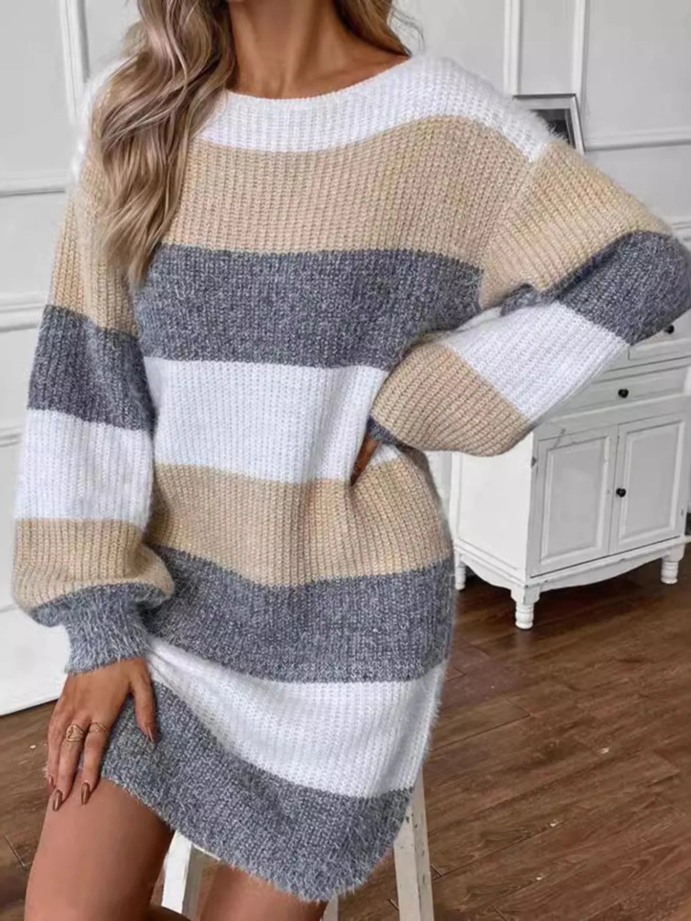Color Block Long Sleeve Sweater Dress – The Purple Lily