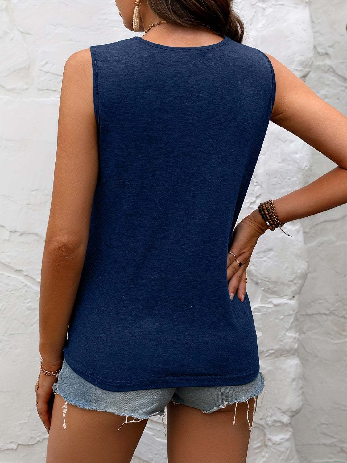 Lace Detail Heathered Tank