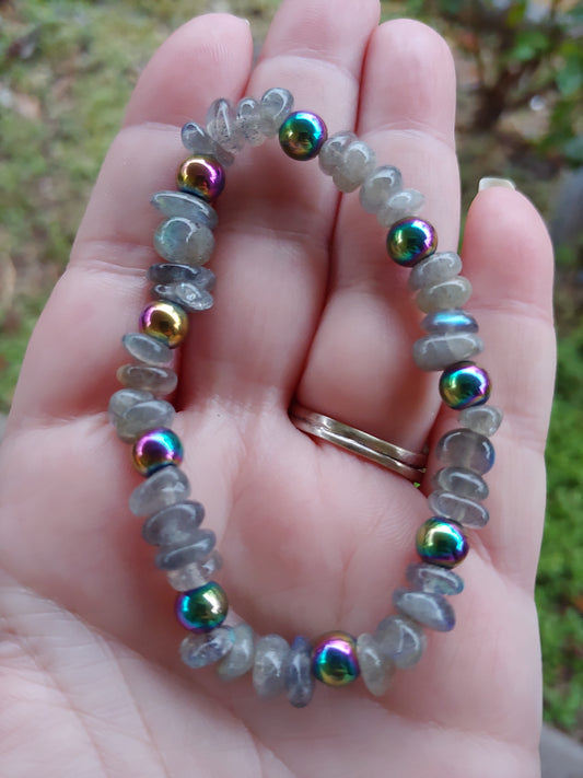 Labradorite Rainbow Hematite Crystal Bracelet