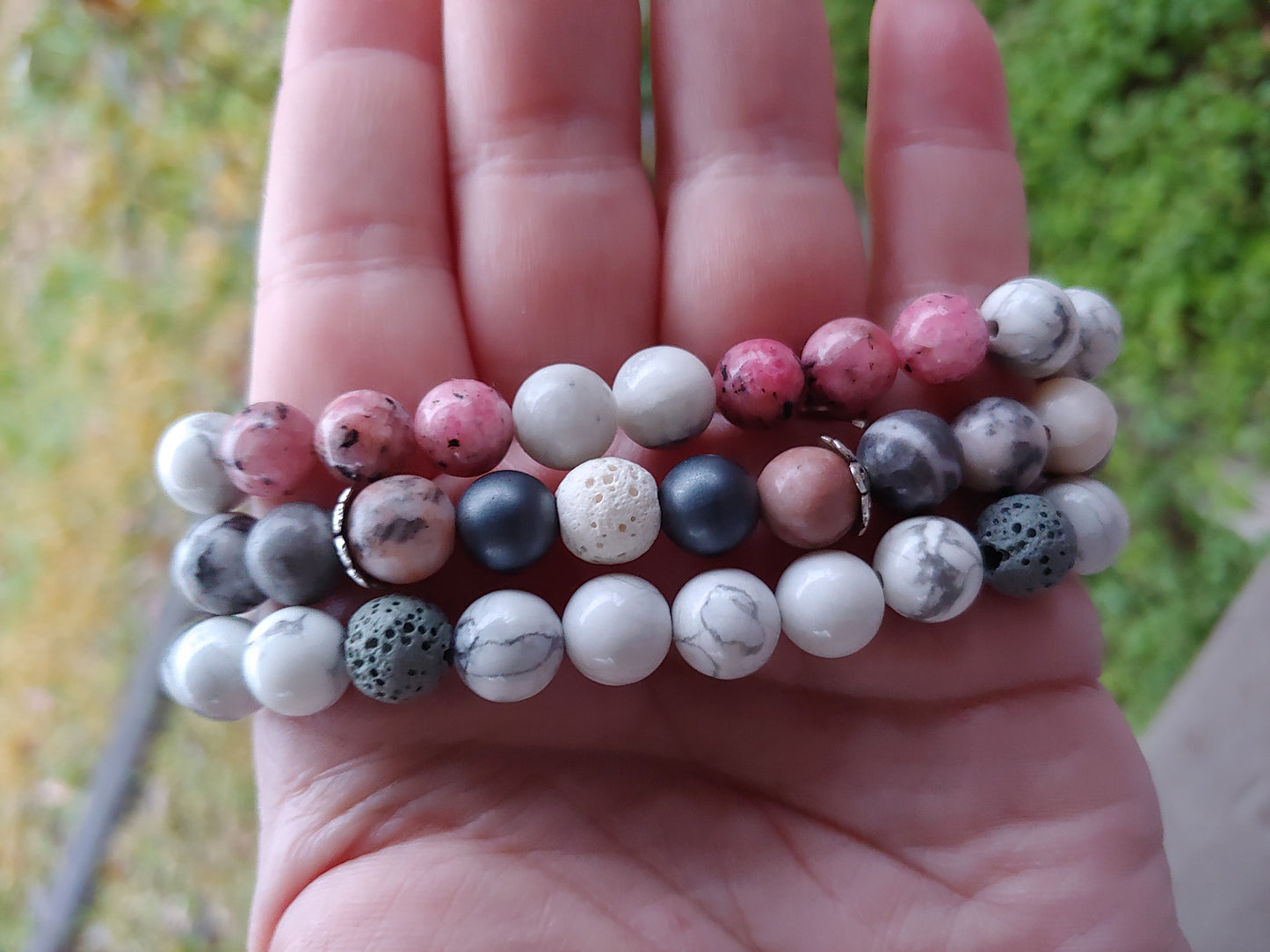 Zebra Jasper, Hematite & Lava Crystal Bracelet