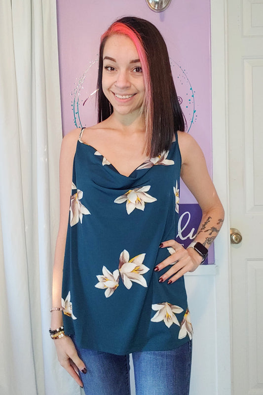 Teal Floral Tank