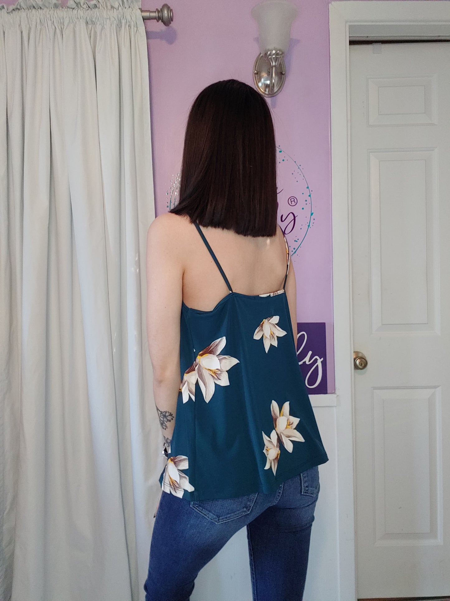 Teal Floral Tank