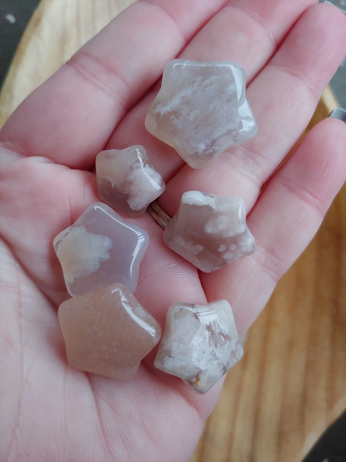 Flower Agate Moons & Stars