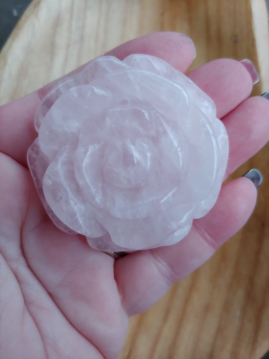 Rose Quartz Rose Carving