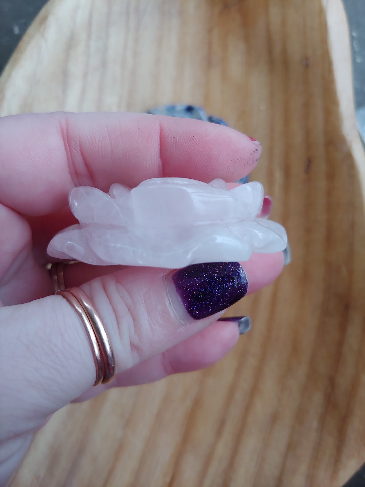 Rose Quartz Rose Carving
