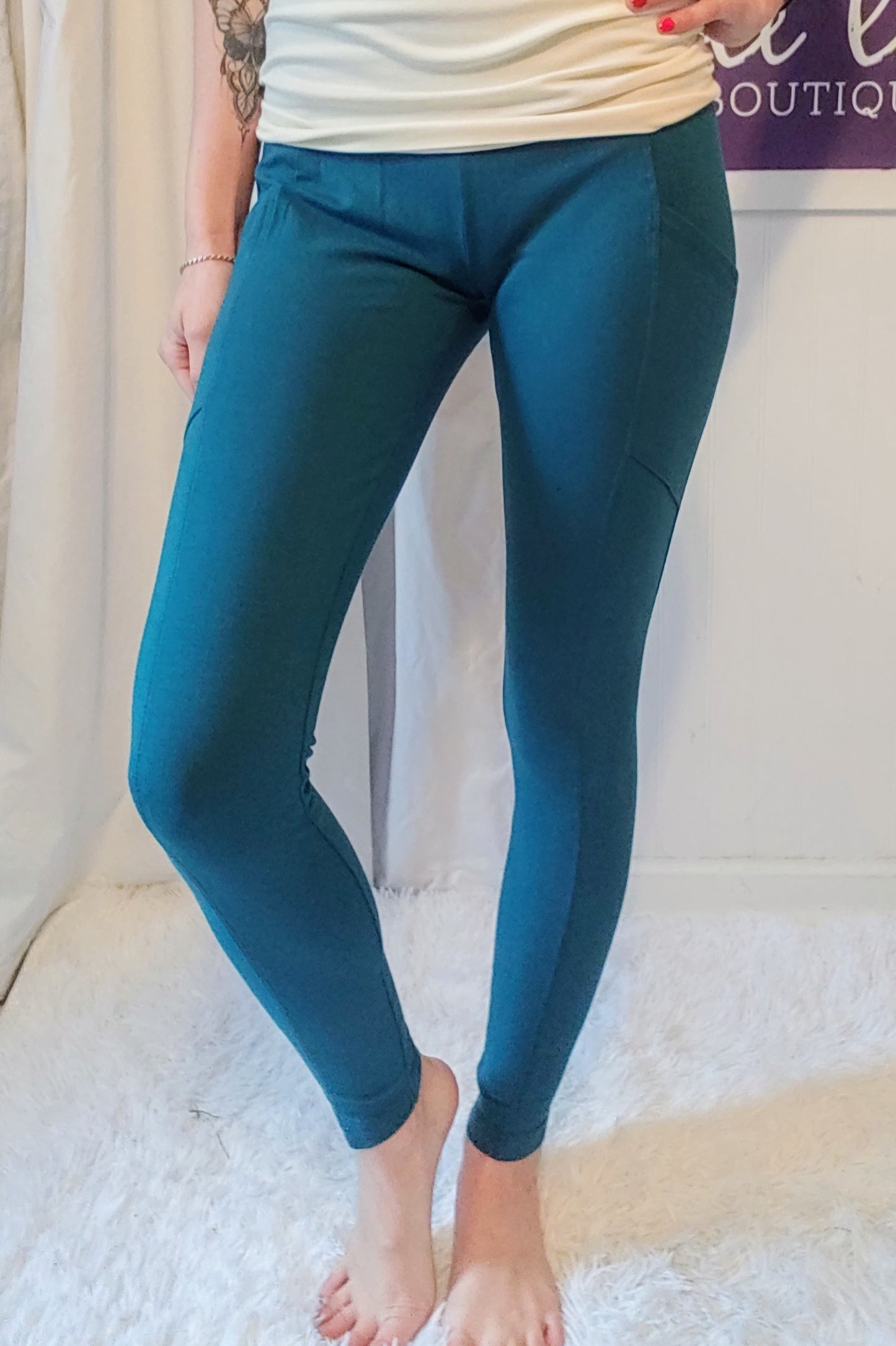 Cotton Mix Leggings in Dark Teal (S-XL)