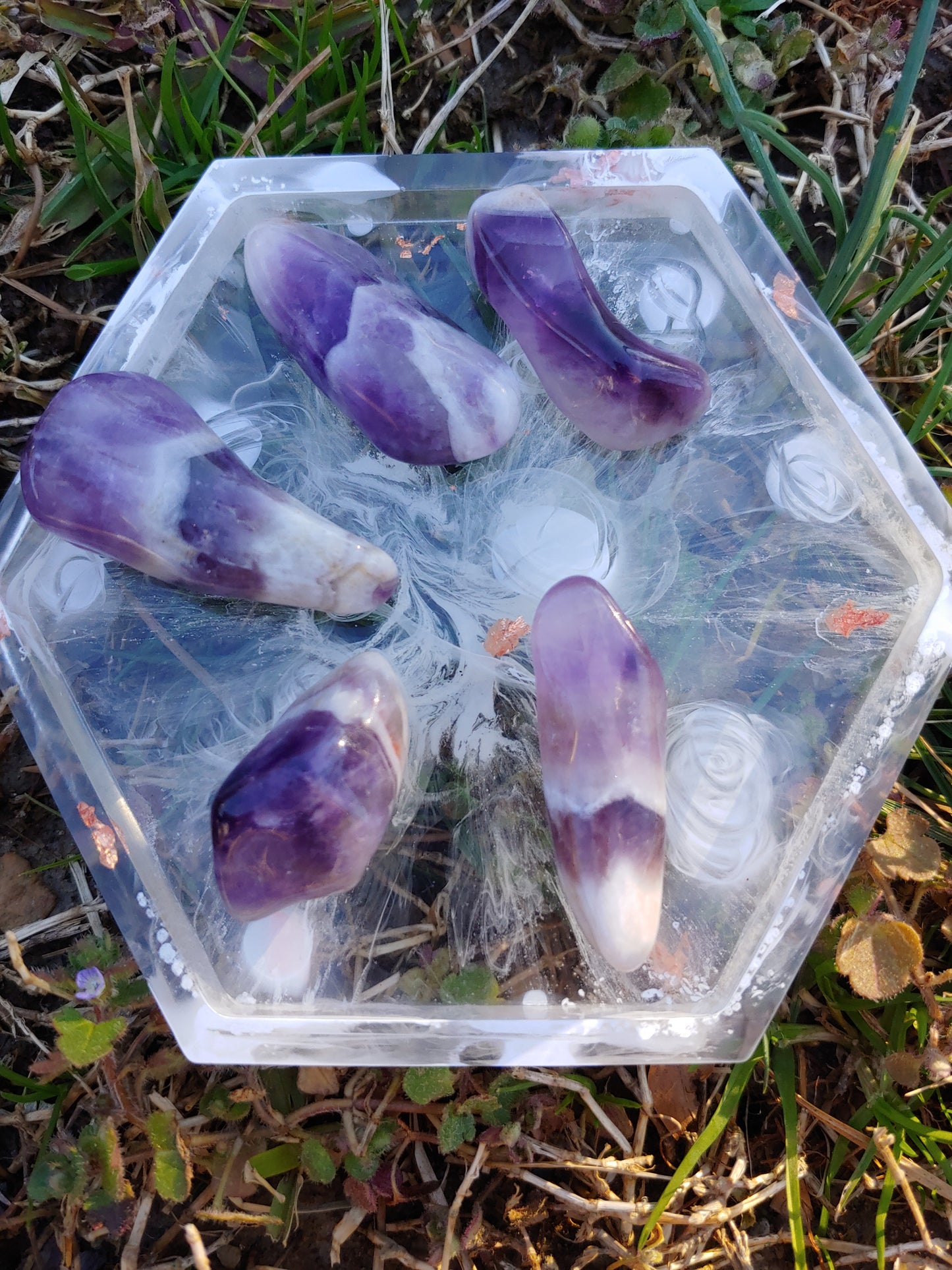 Chevron Amethyst Tumbles