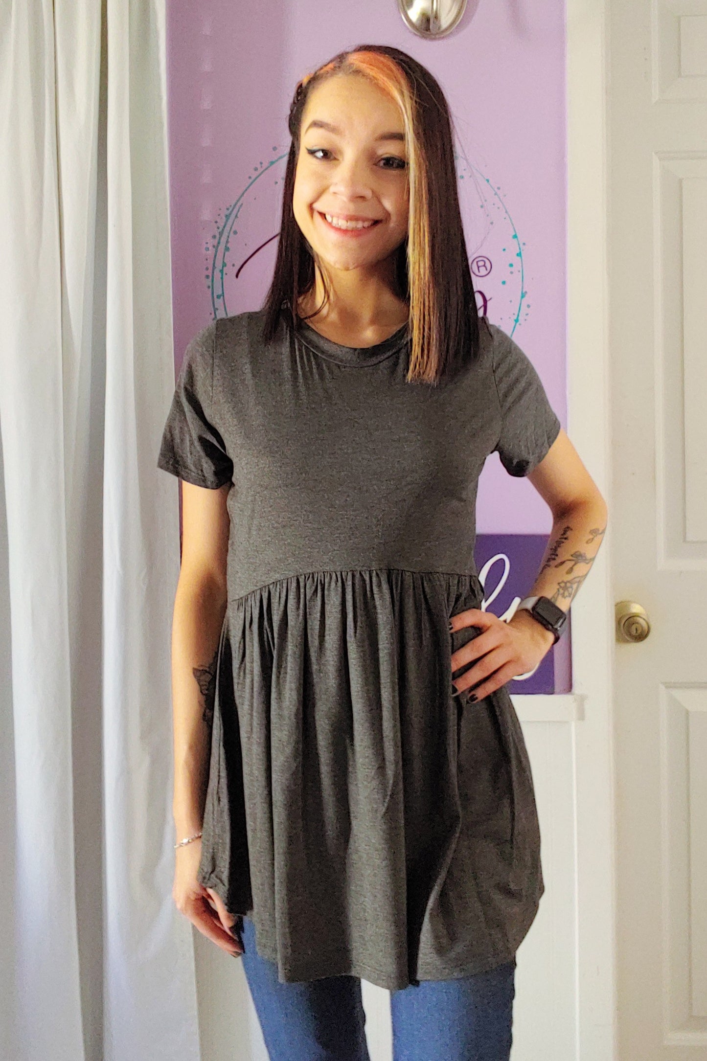 Charcoal Baby Doll Top (S-XL)