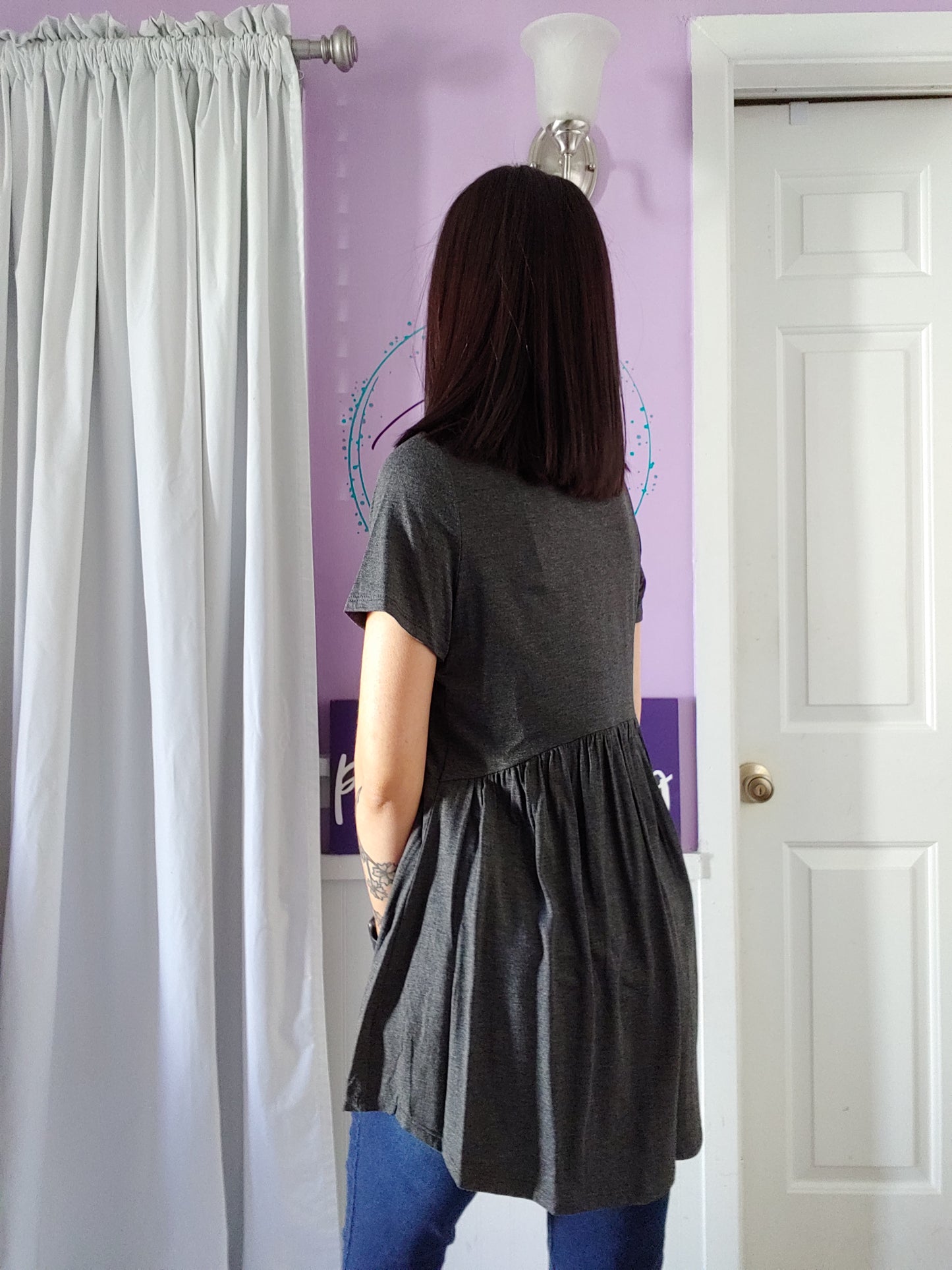 Charcoal Baby Doll Top (S-XL)