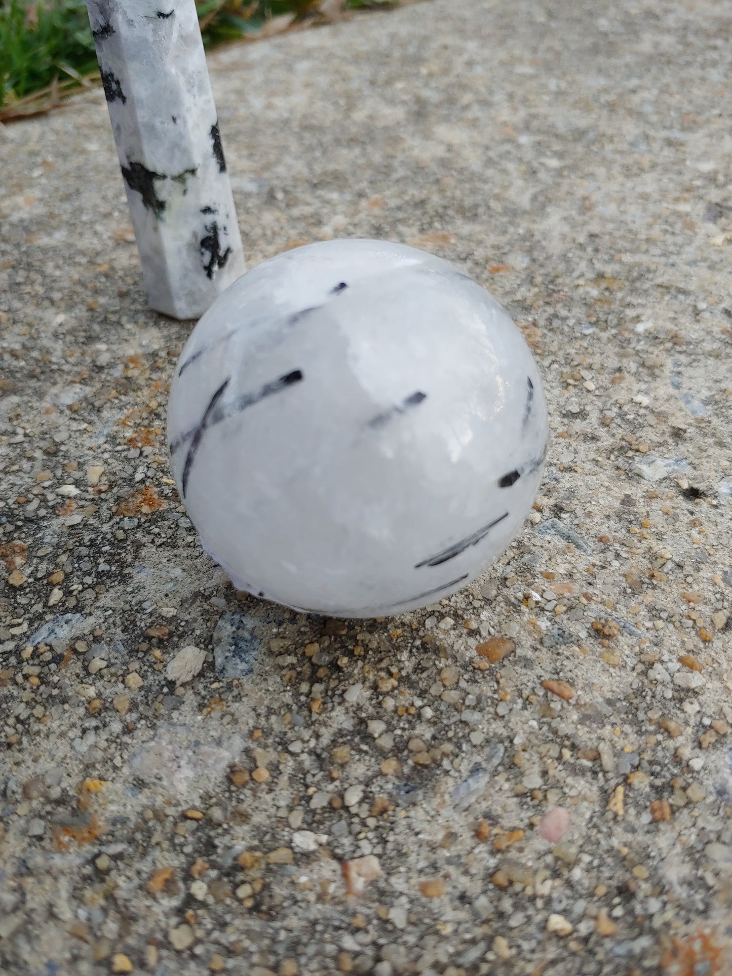 Tourmaline in Quartz Sphere