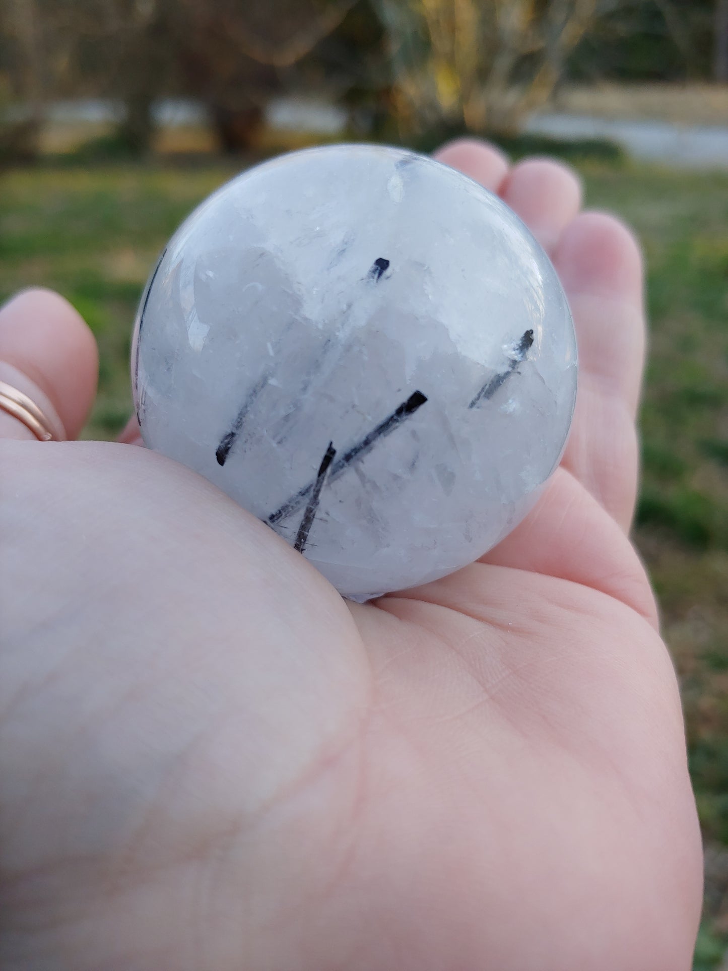 Tourmaline in Quartz Sphere