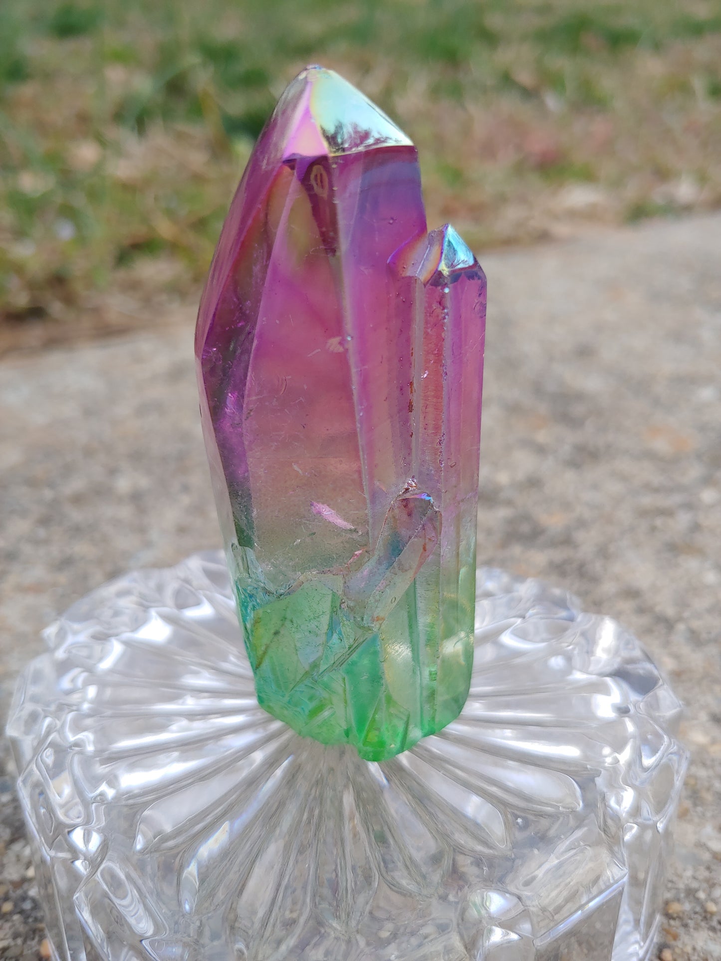 2 Color Aura Quartz Double Tower