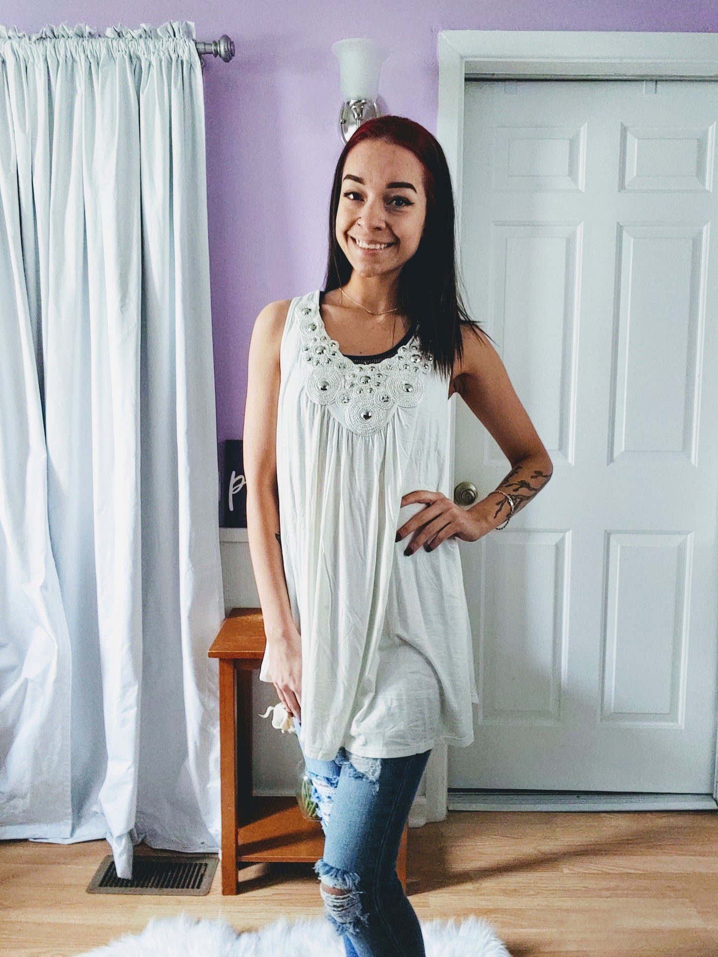 Holly Ivory Beaded Tank