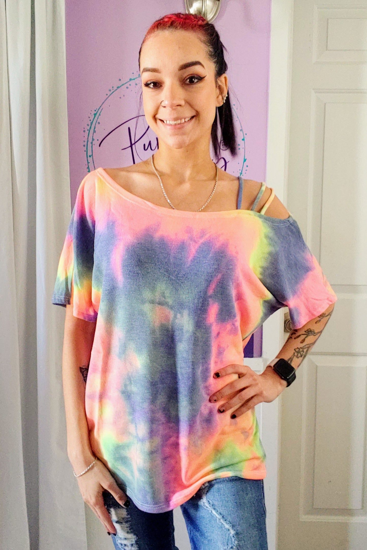 Tie Dye One Shoulder Top (S-XL)