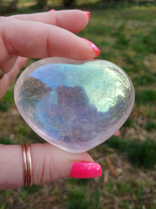 Aura Clear Quartz Heart