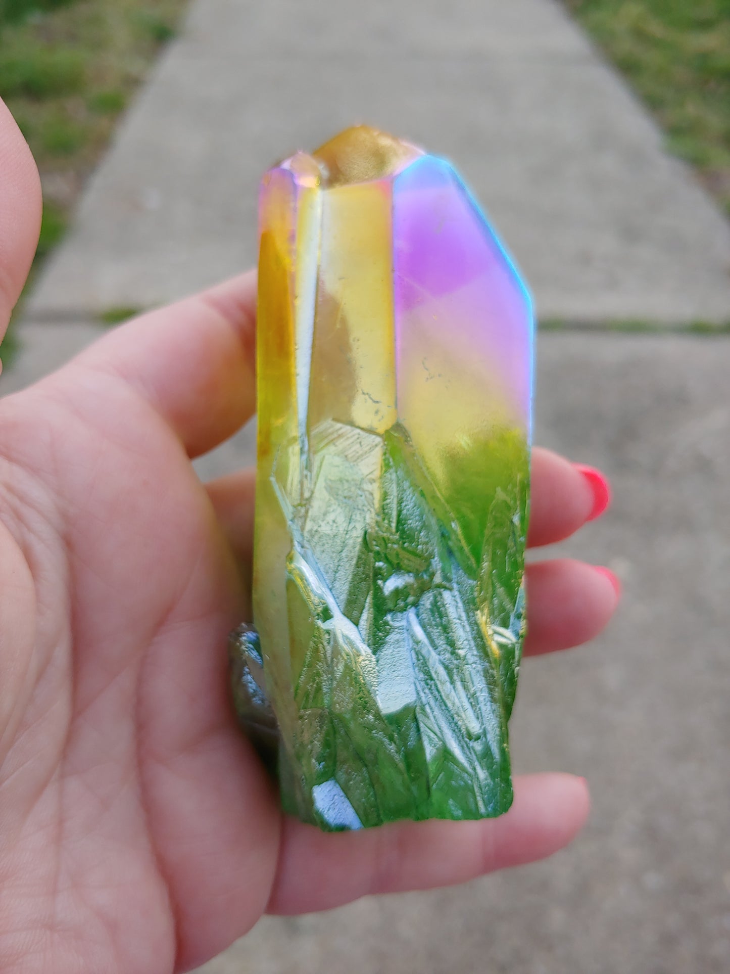 2 Color Aura Quartz Double Tower