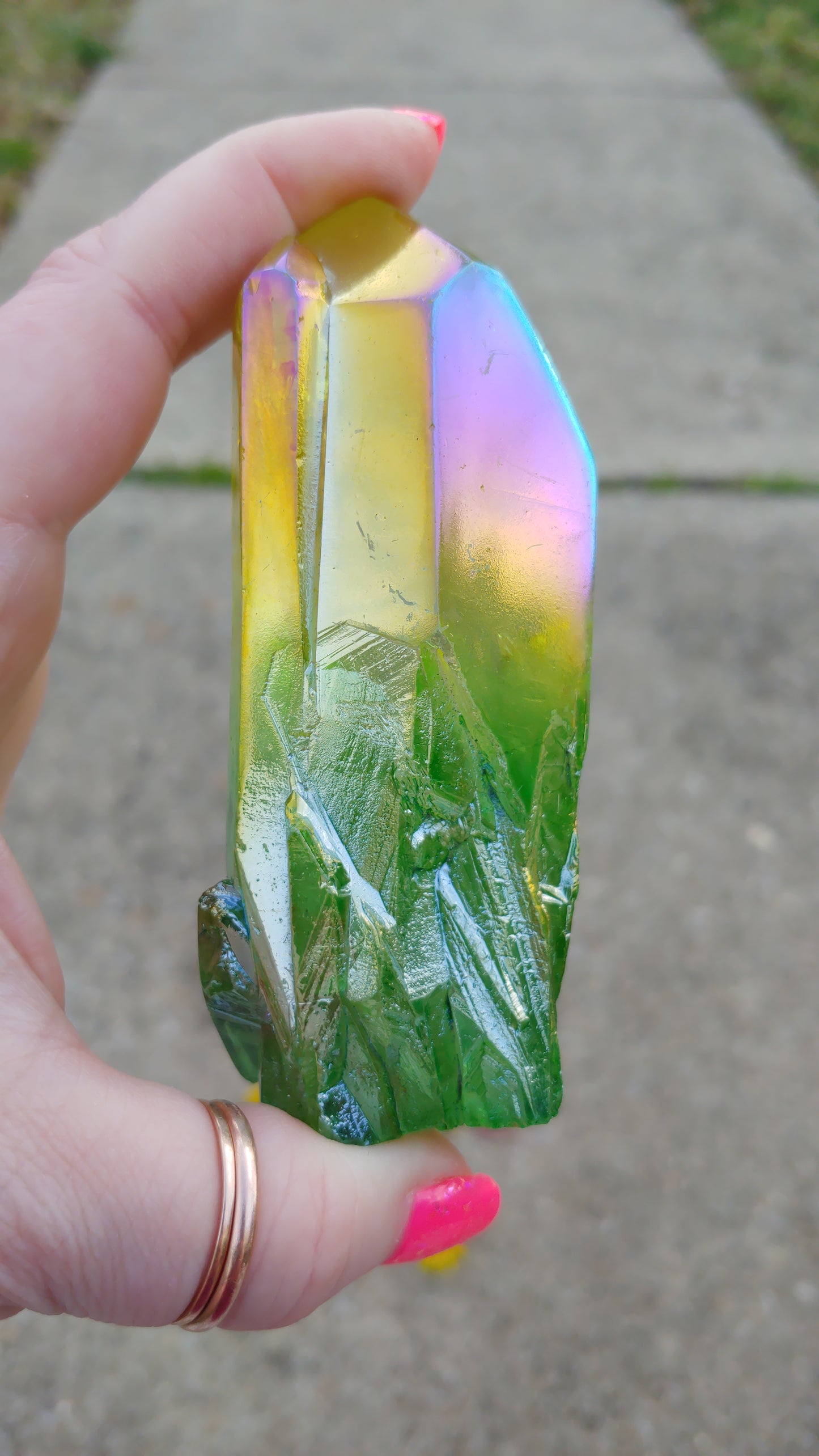 2 Color Aura Quartz Double Tower