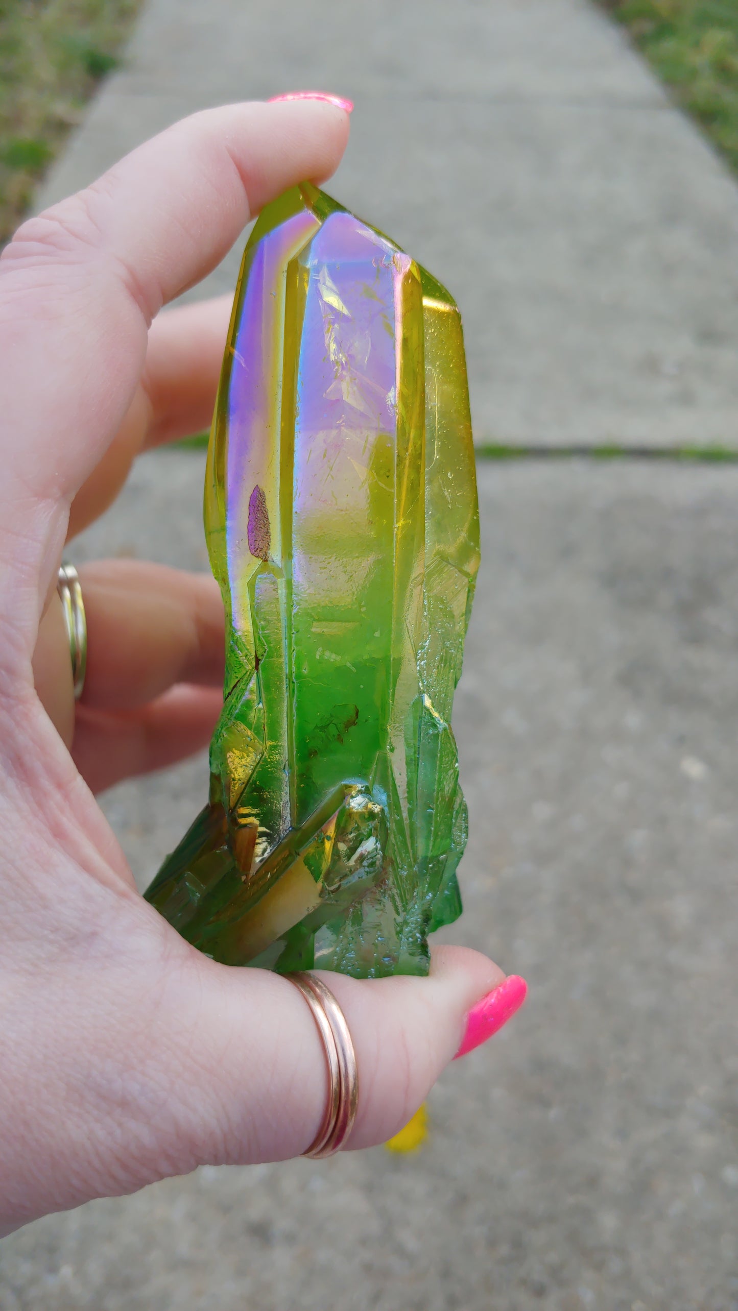 2 Color Aura Quartz Double Tower