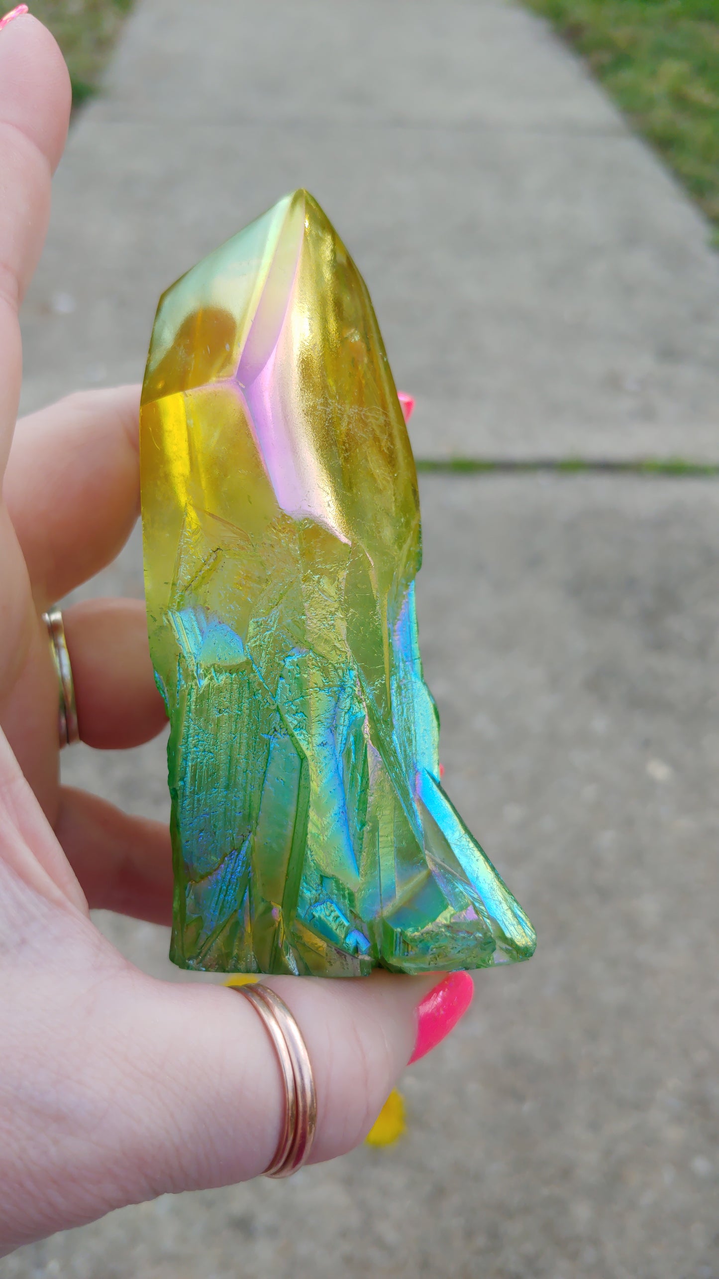 2 Color Aura Quartz Double Tower