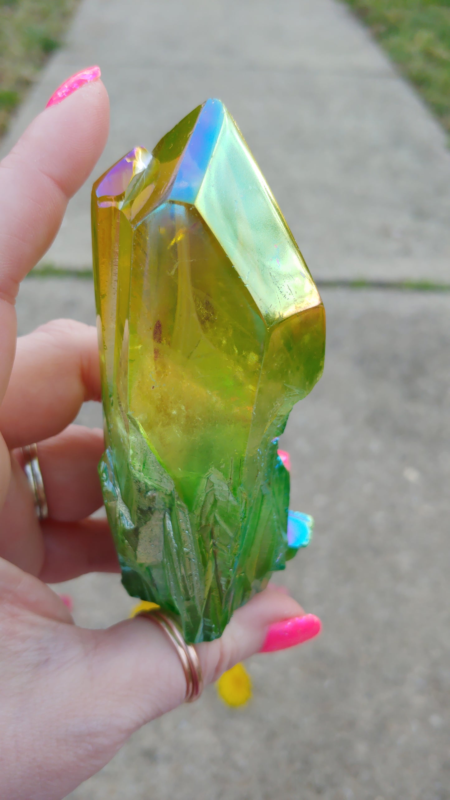 2 Color Aura Quartz Double Tower