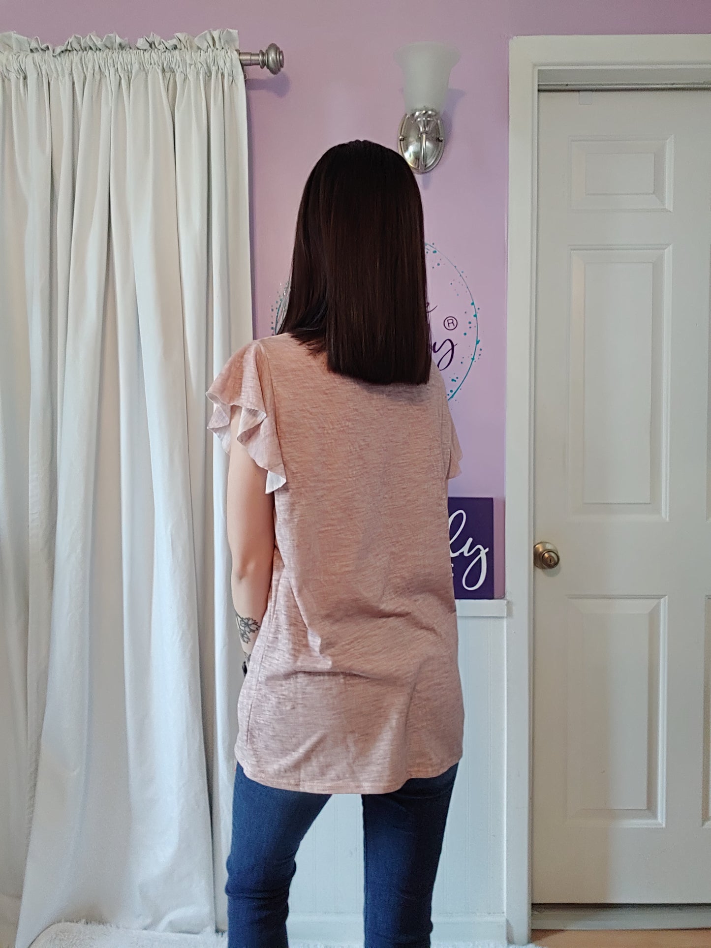 Mauve Flutter Sleeve Top (S-XL)