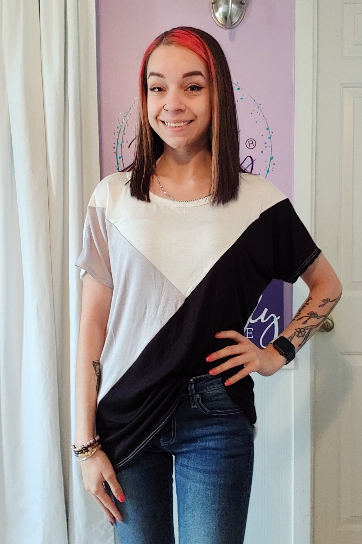 Colorblock Black Top (S-XL)