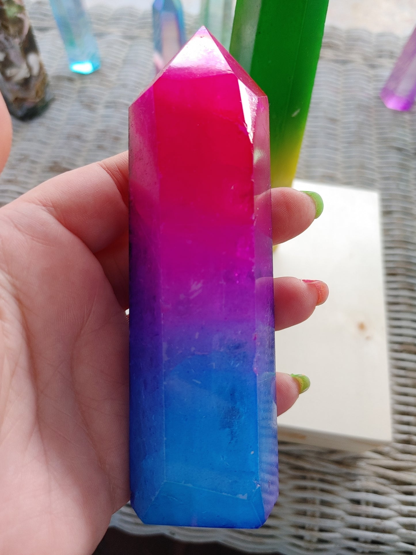 Opaque Aura Bi-color Quartz Towers