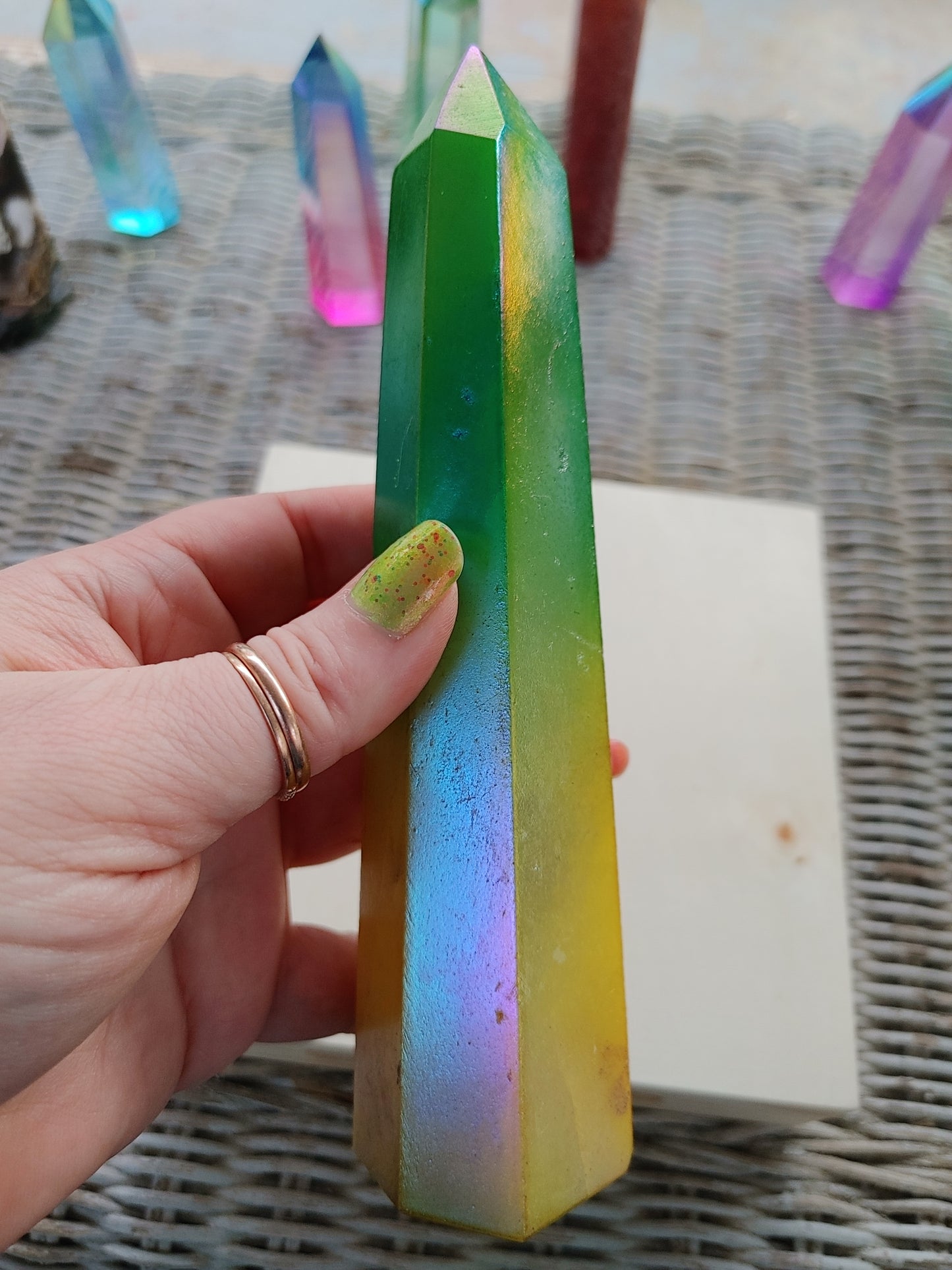 Opaque Aura Bi-color Quartz Towers