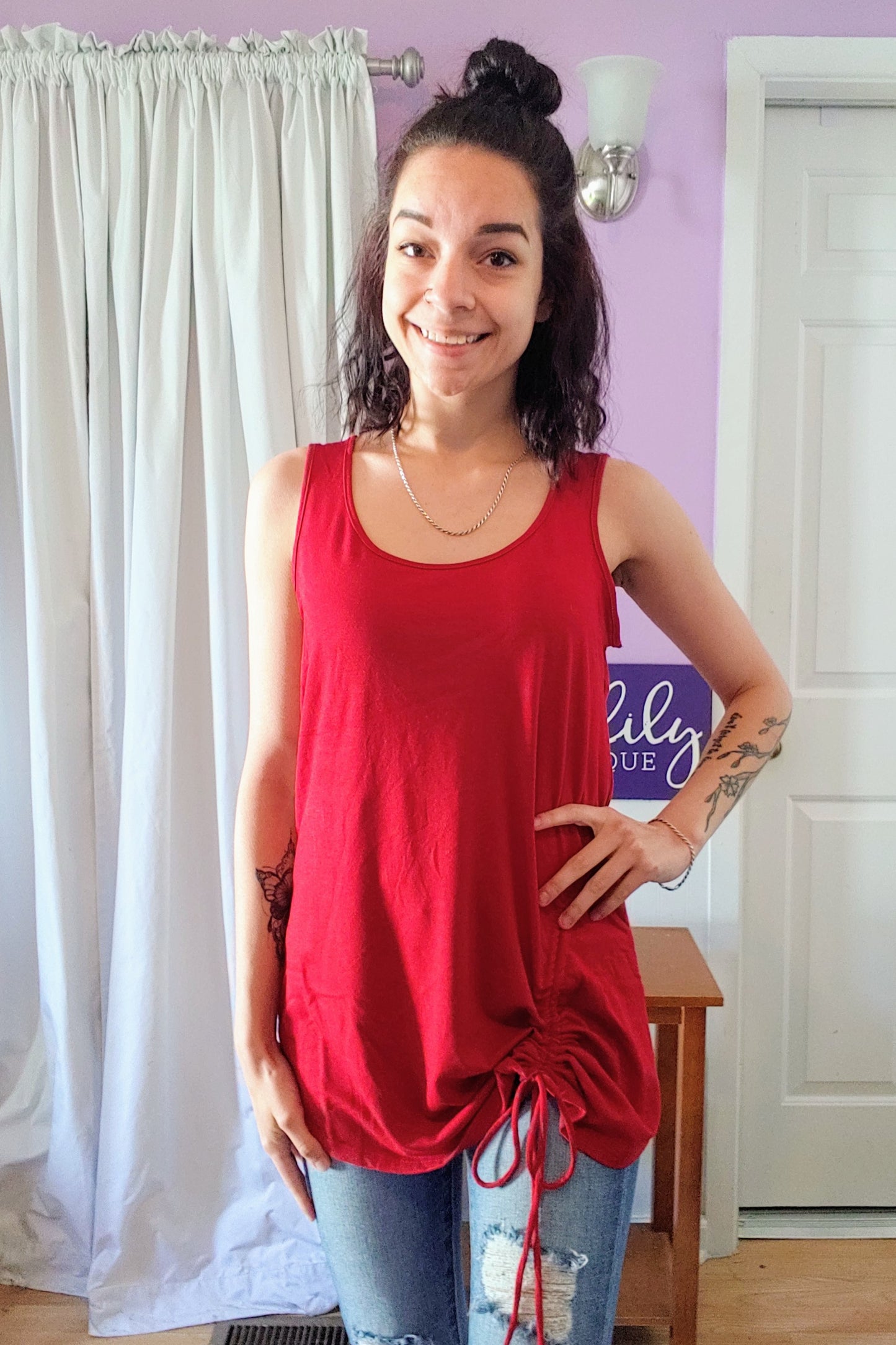 Tie Up Tank in Navy (S-XL)