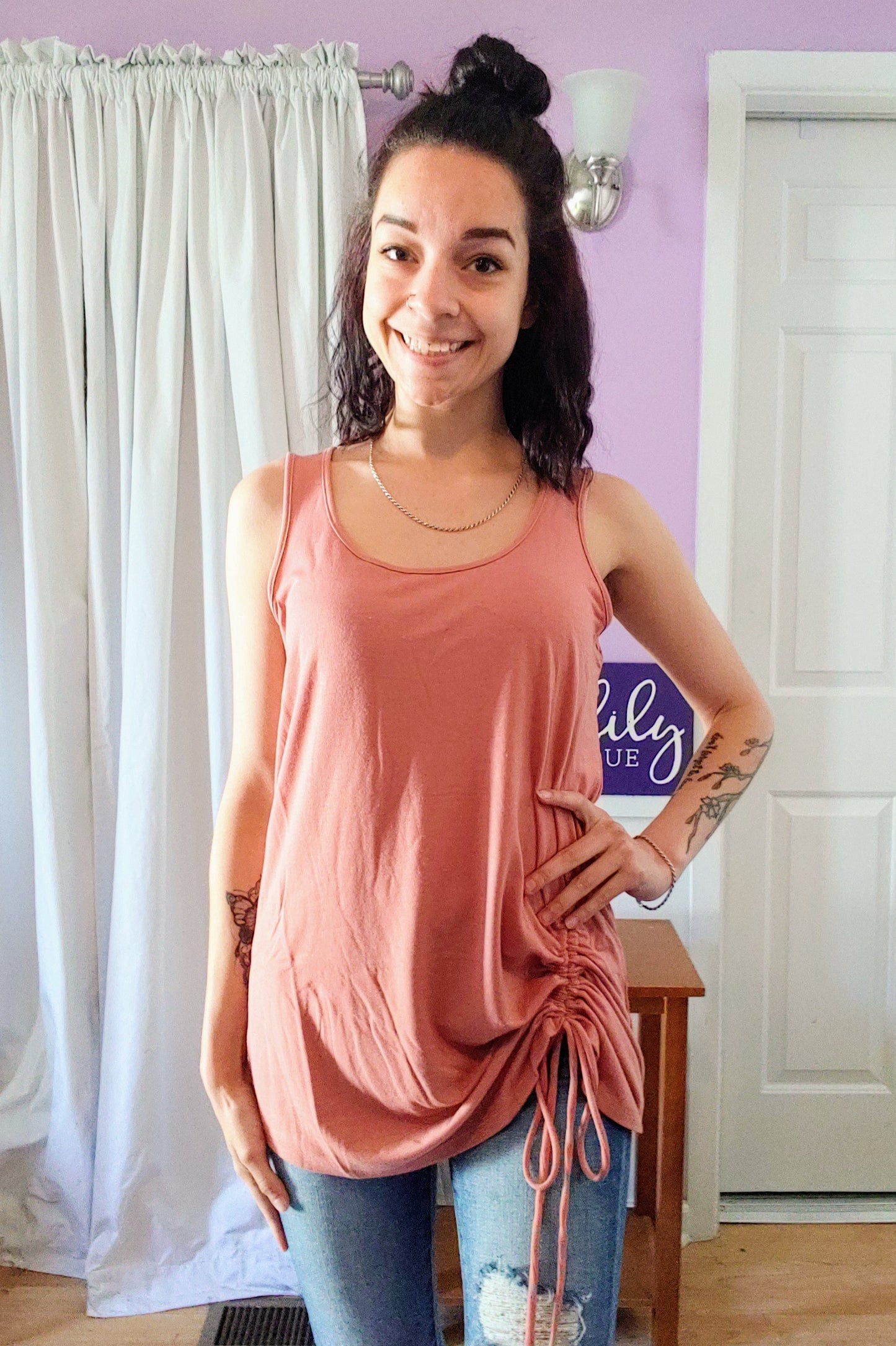 Tie Up Tank in Ruby (S-XL)