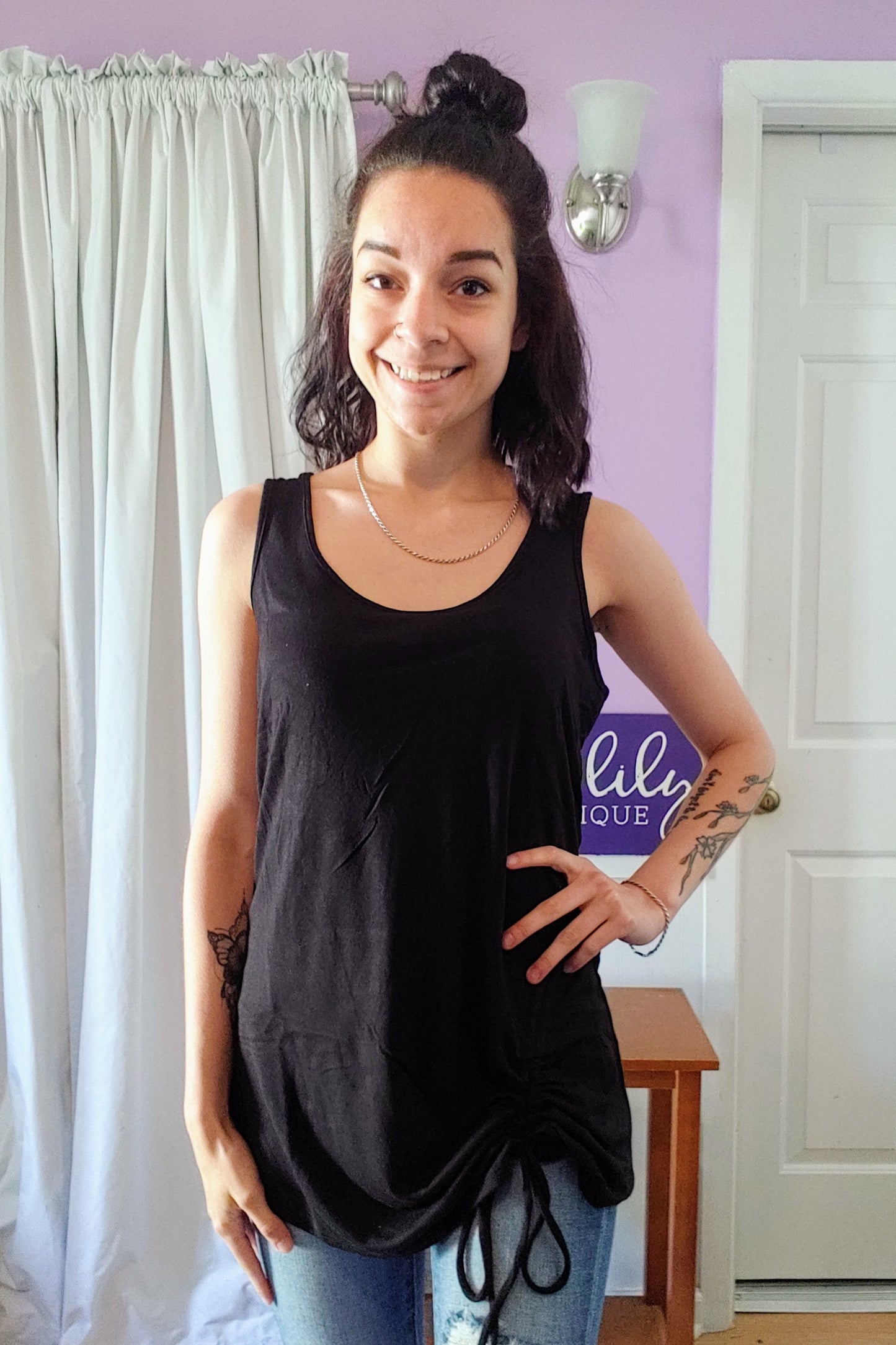 Tie Up Tank in Navy (S-XL)