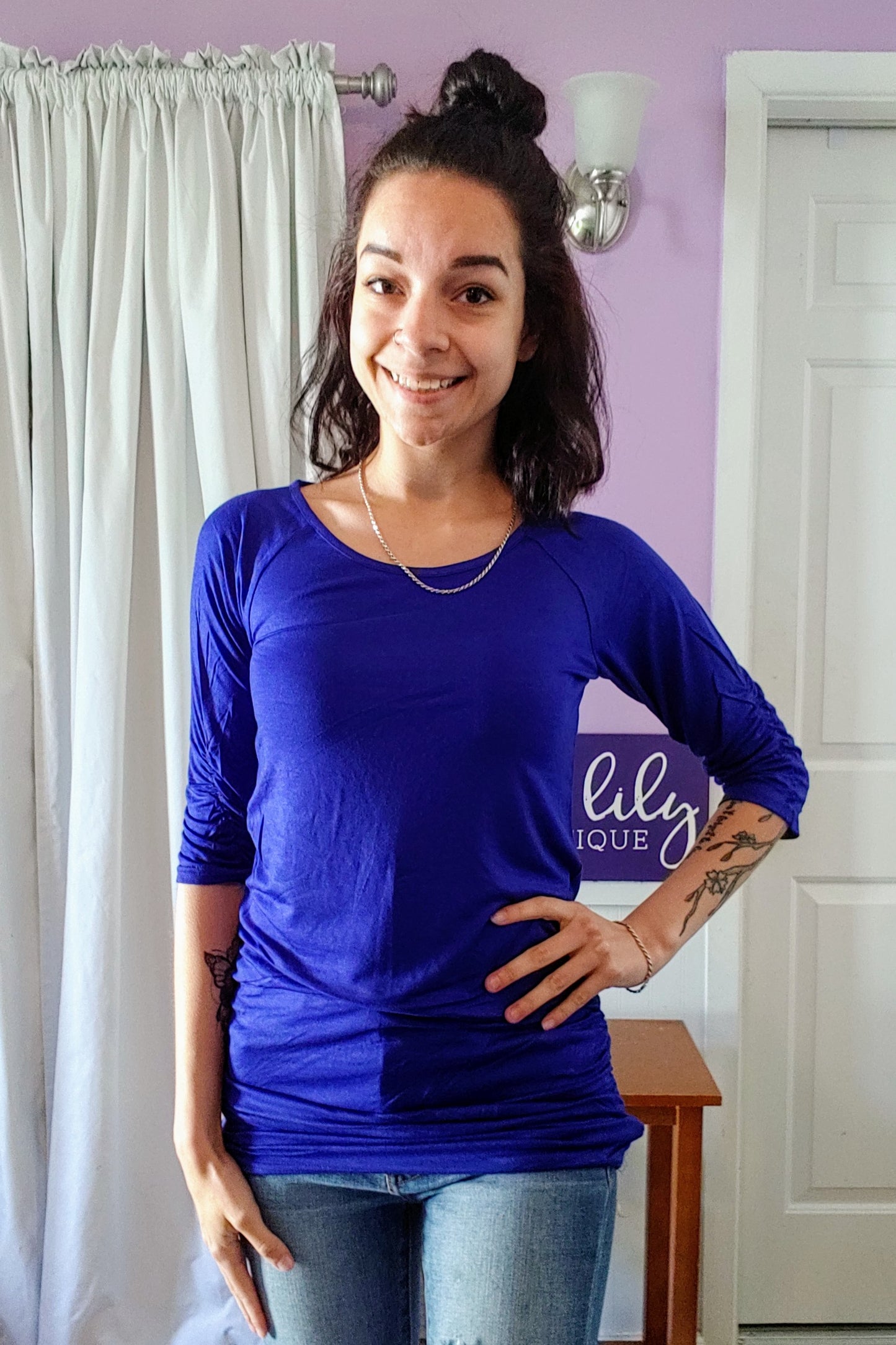 Raven Ruched Side Top in Fuchsia (S-XL)