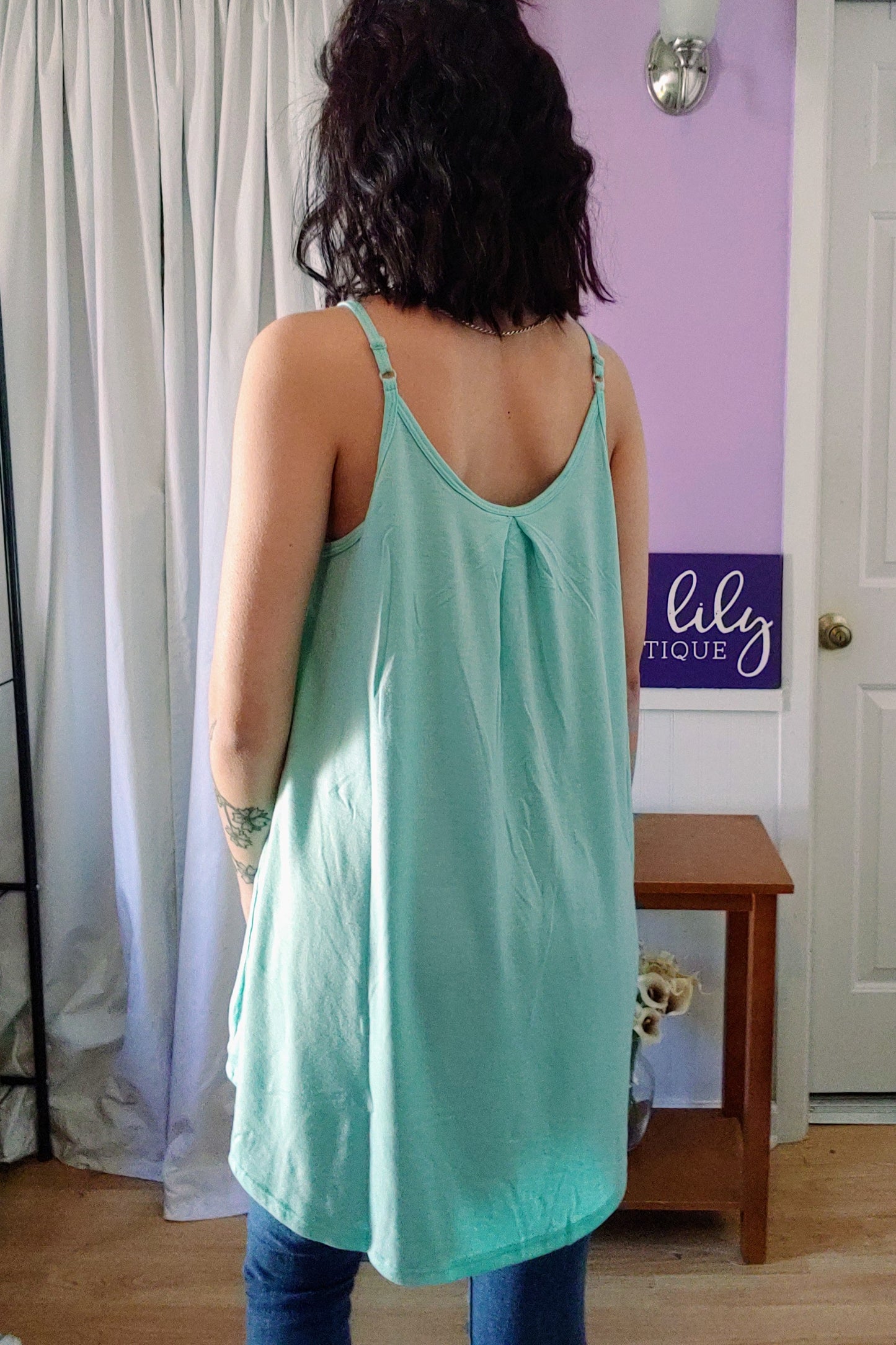 Mint Pleated Tank (S-XL)