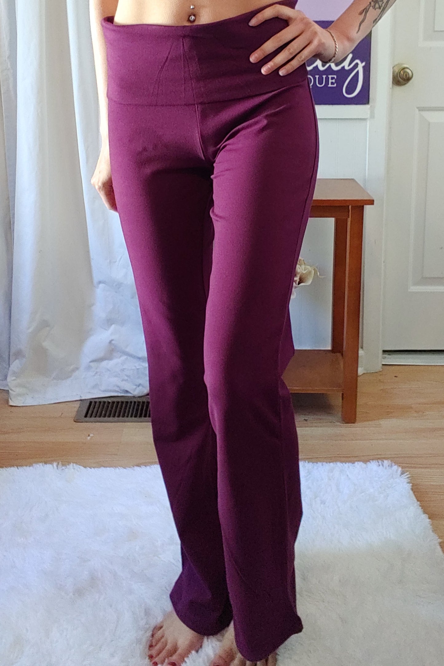 Solid Yoga Pants in Burgundy (S-XL)