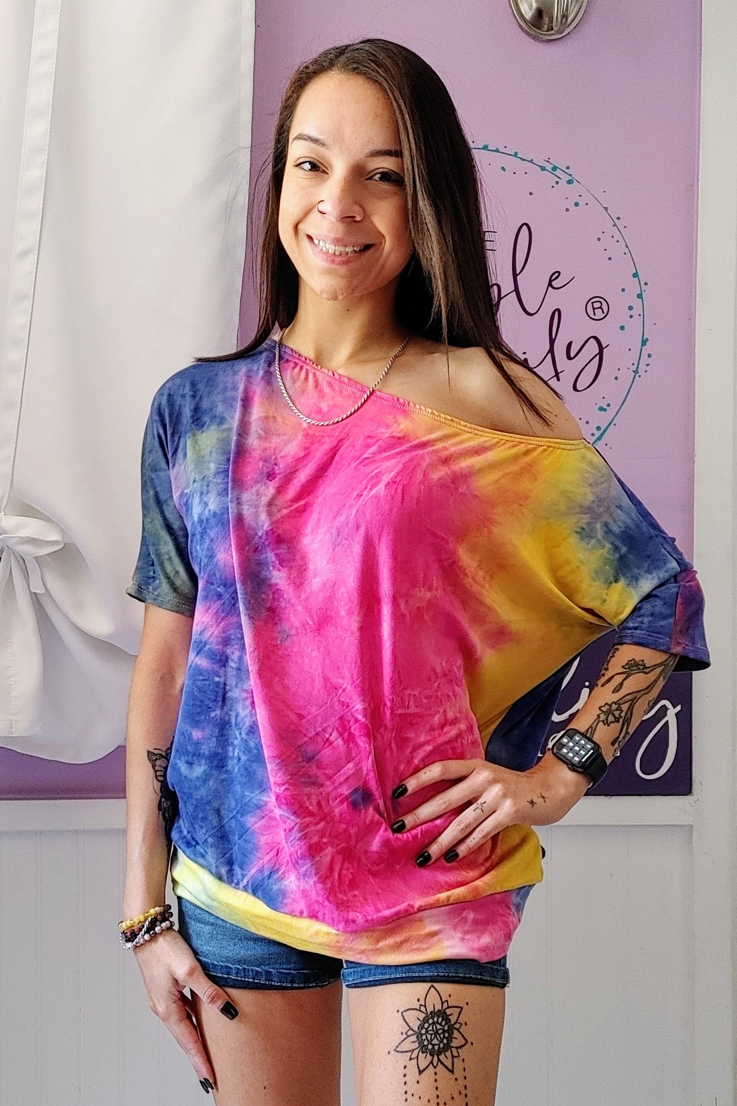 Fuchsia Tie Dye Dolman (S-XL)