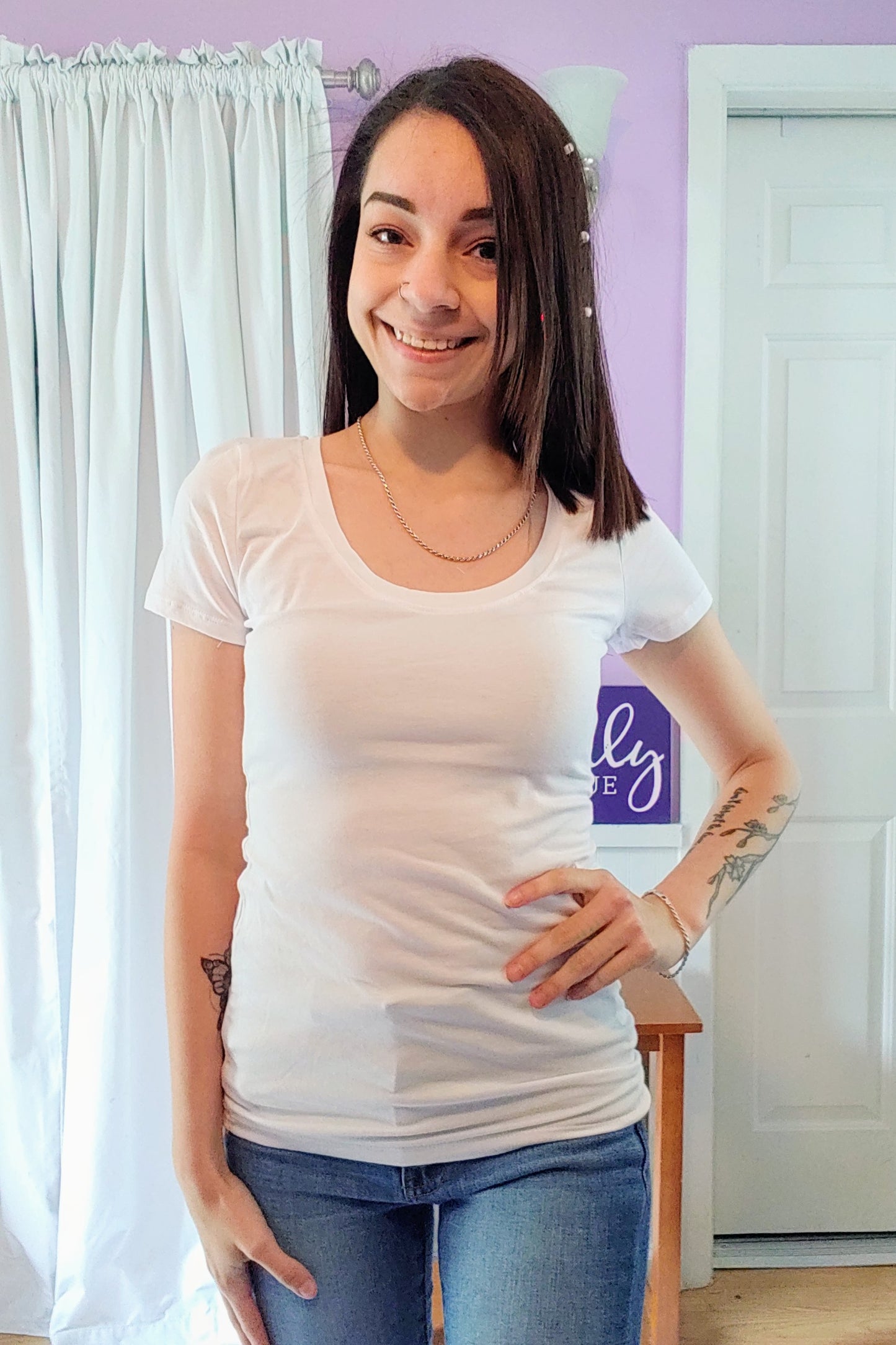 Wishful Tee in Striped Neon Light Pink