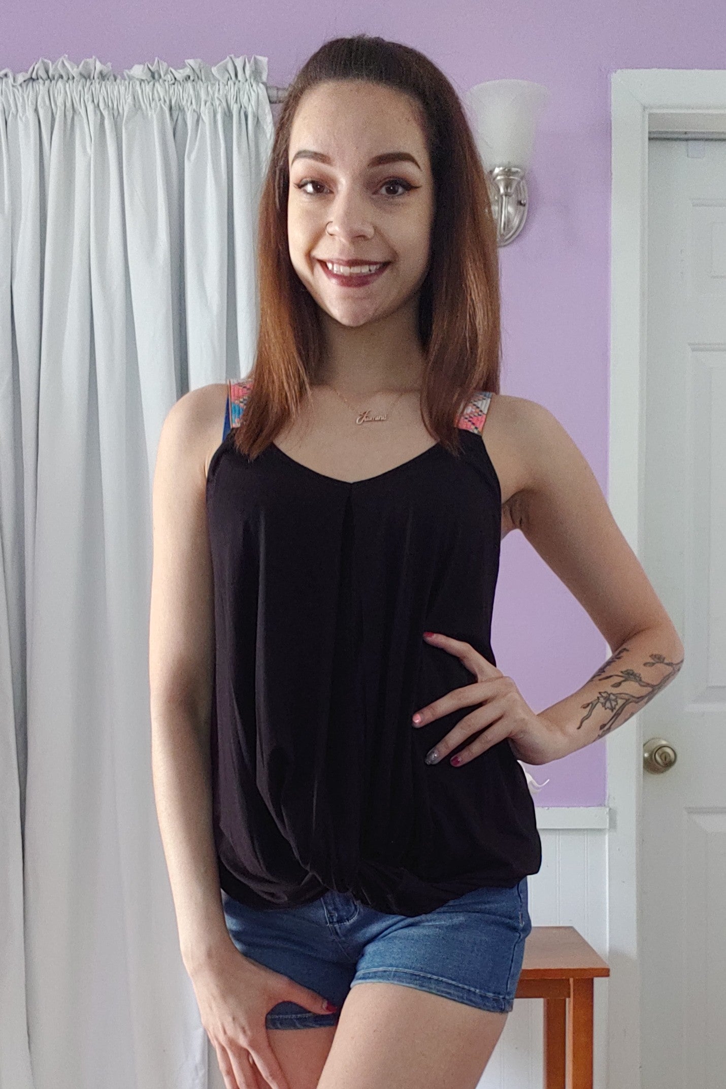 Aztec Strap Twist Tank in Olive