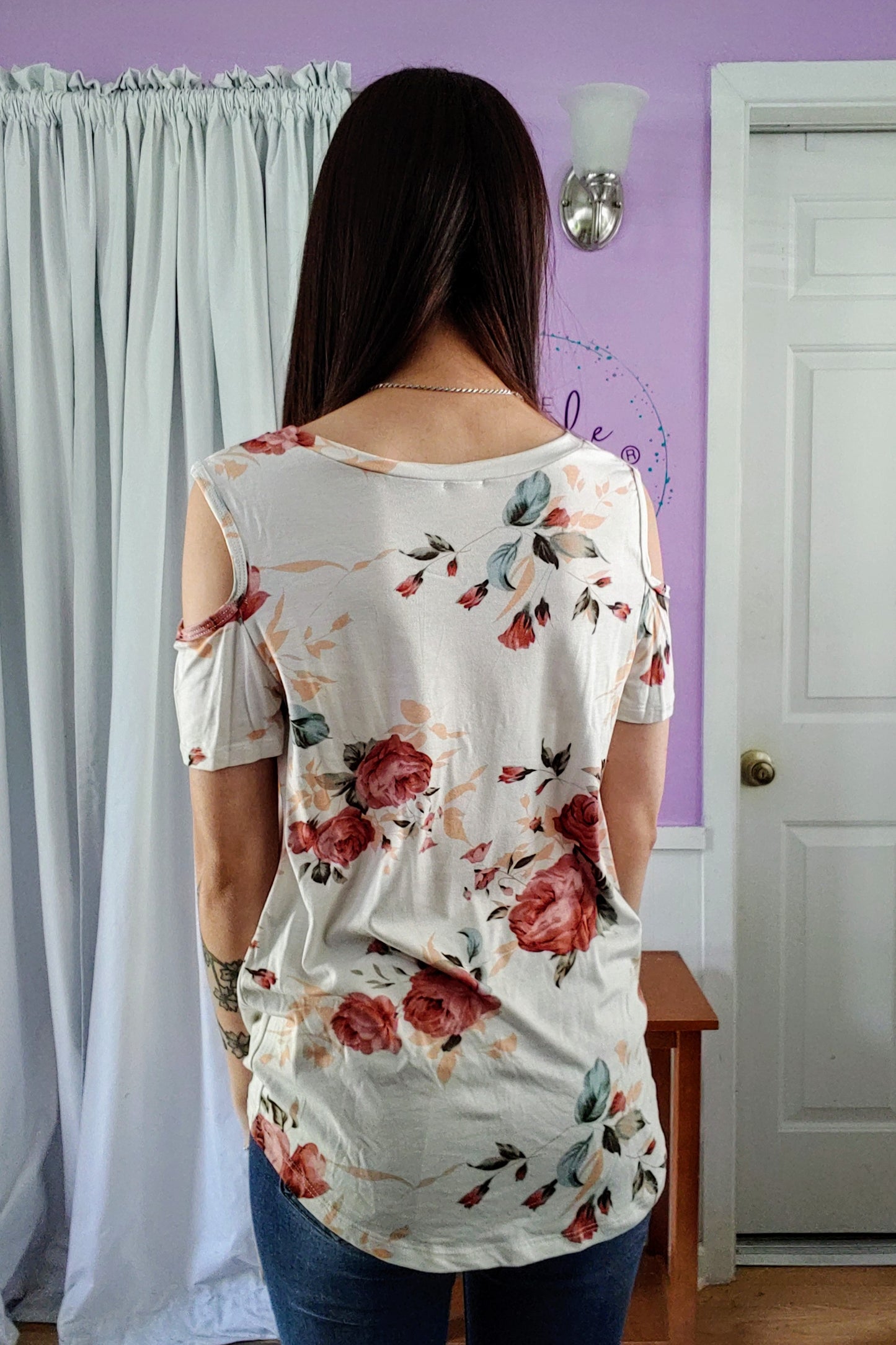 Flirty Floral Cold Shoulder Top