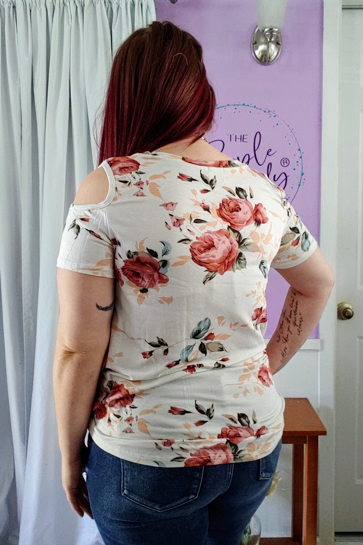 Flirty Floral Cold Shoulder Top