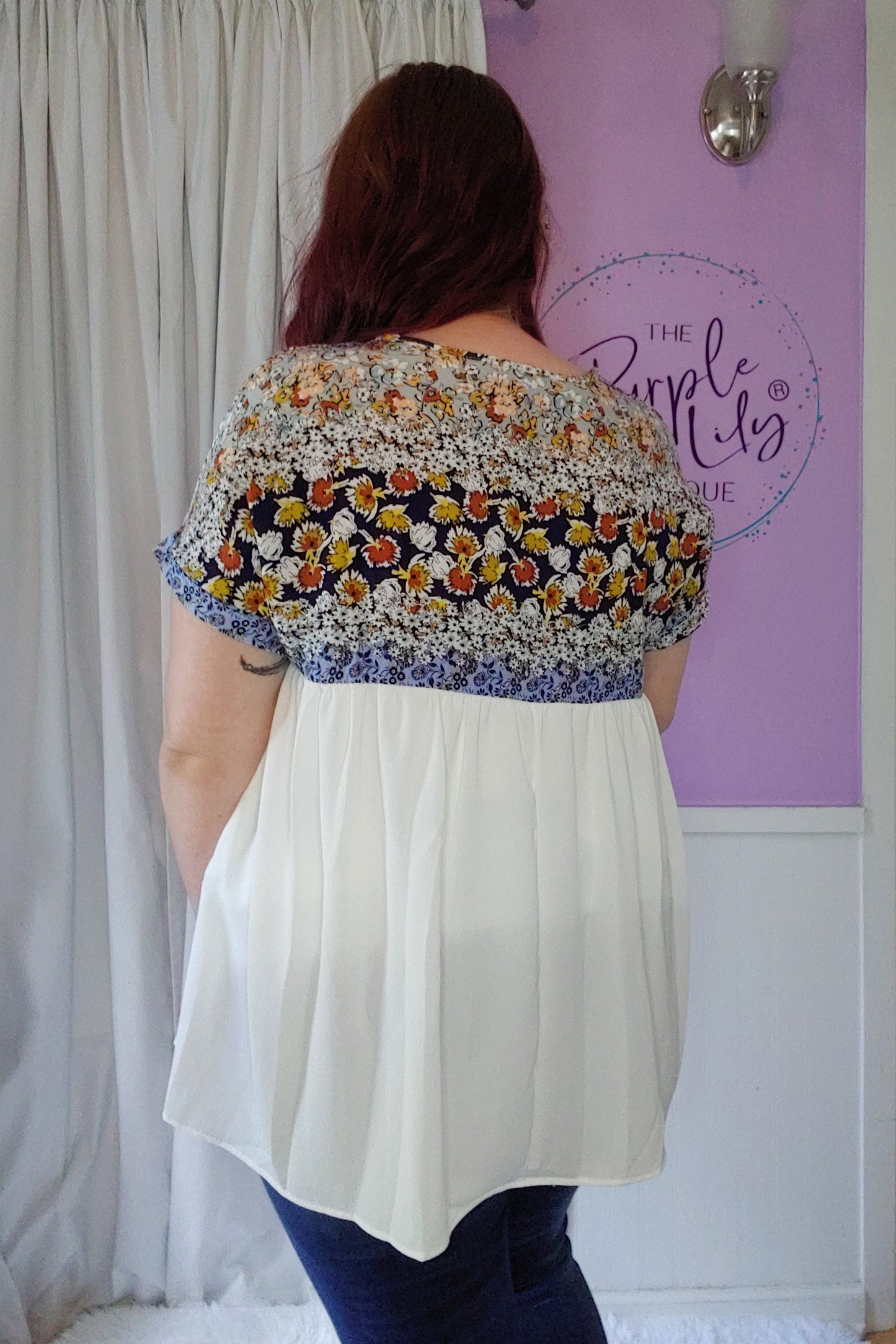 Flowy Floral Ivory Top (S-XL)