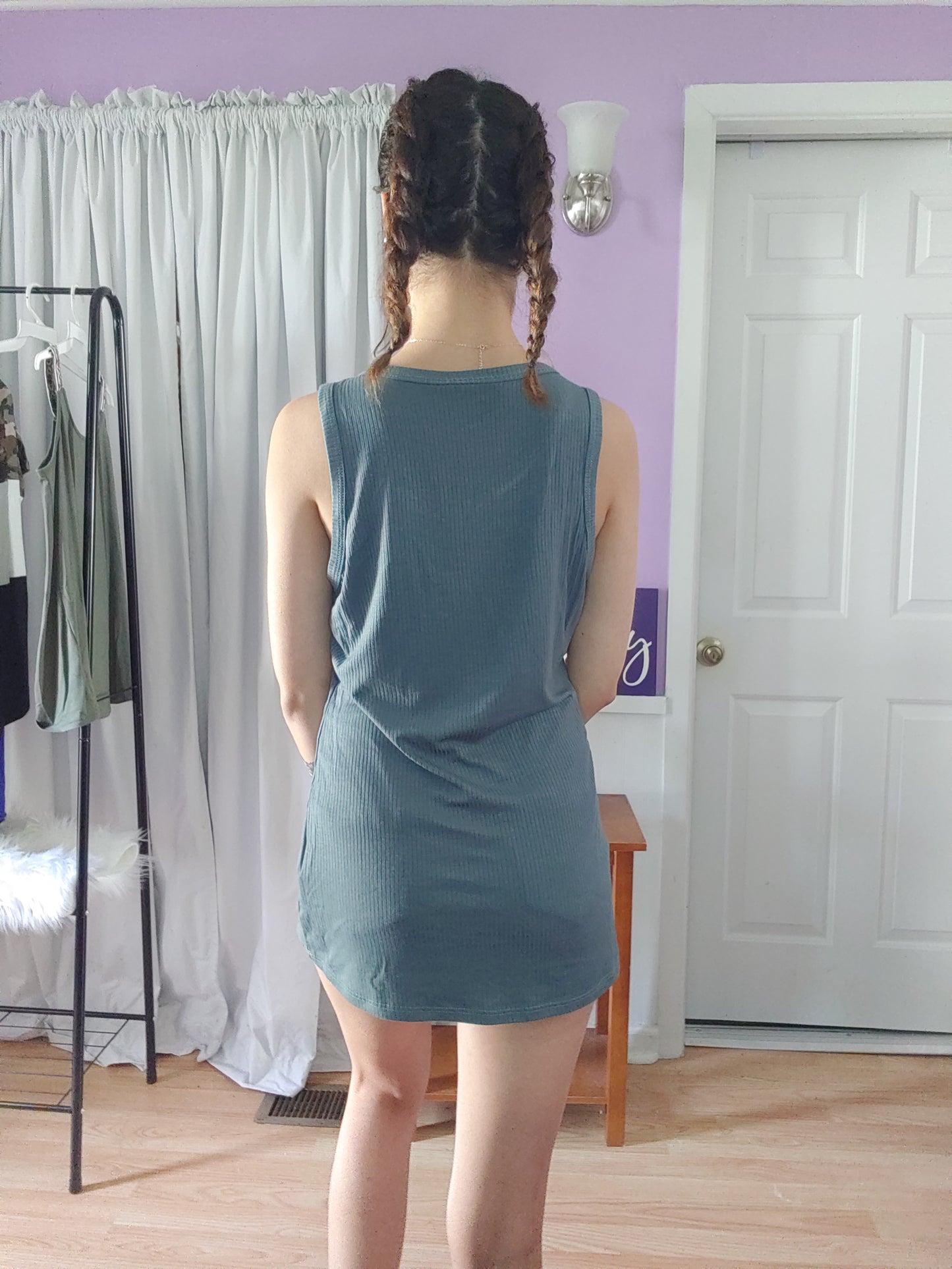 Dusty Teal Button Tank