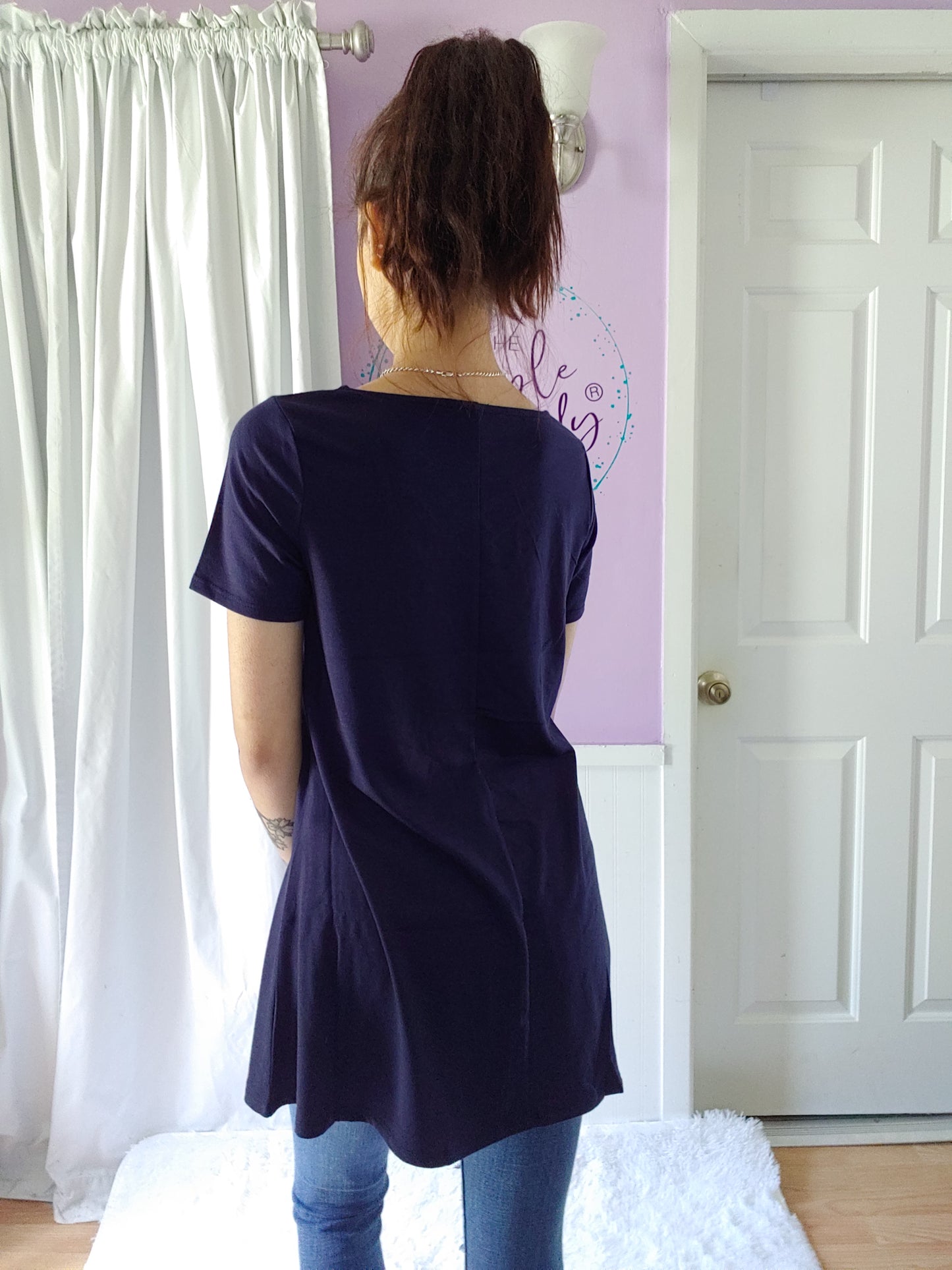 Tara Cross Tee in Navy (S-XL)