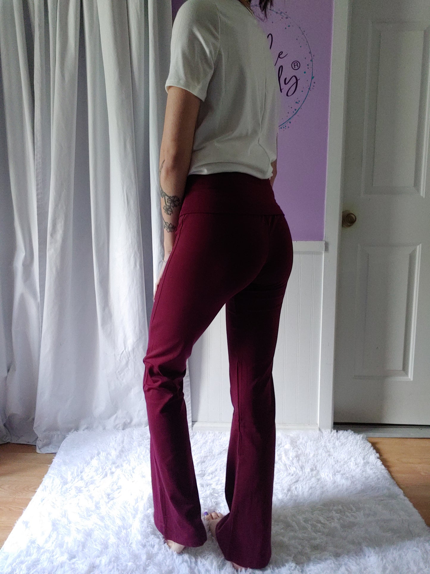 Solid Yoga Pants in Burgundy (S-XL)