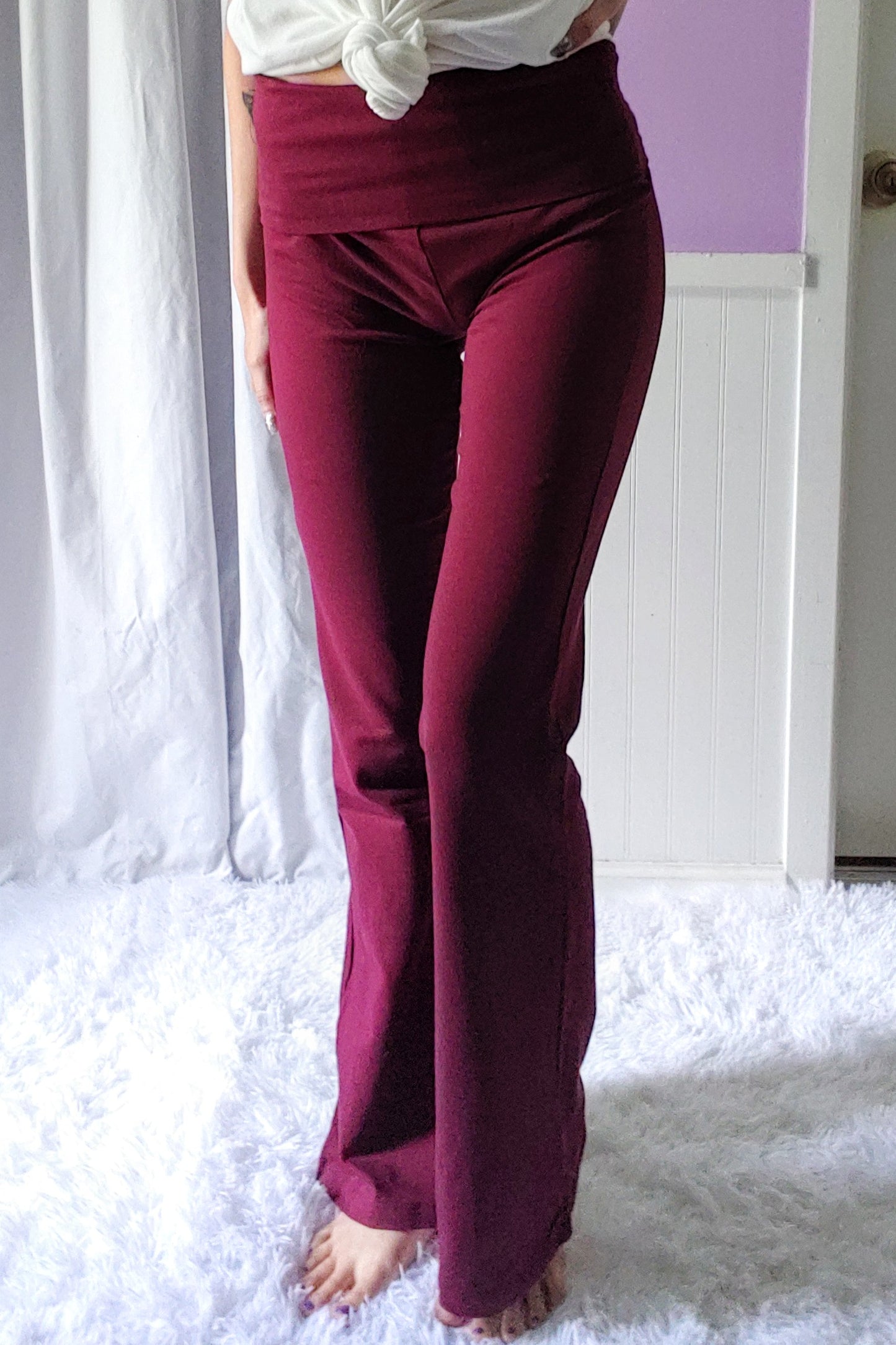 Solid Yoga Pants in Burgundy (S-XL)