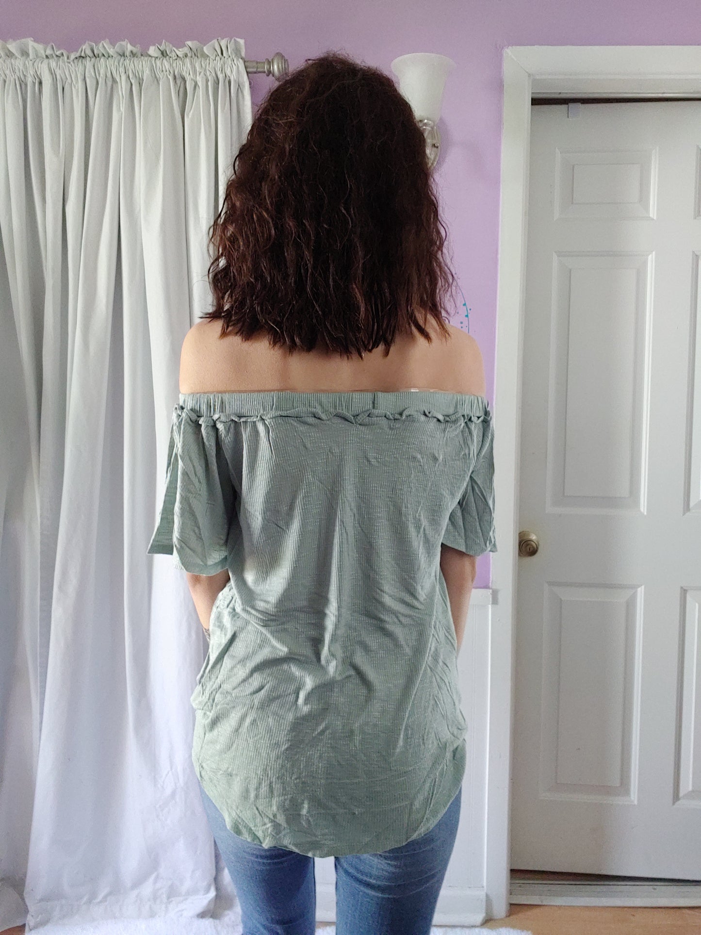 Melody Off Shoulder Top in Sage