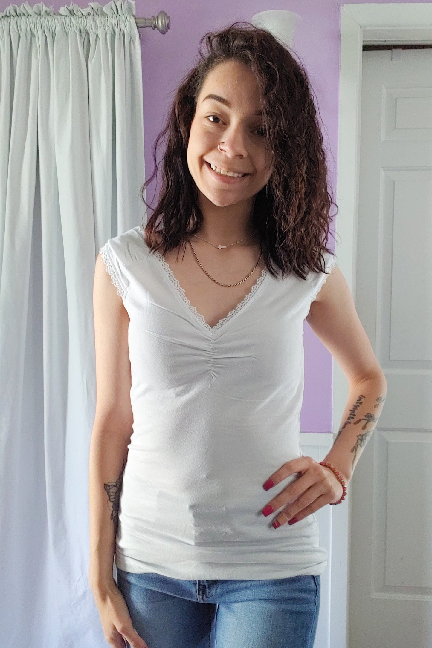 Fuchsia Fitted Cap Sleeve Tank