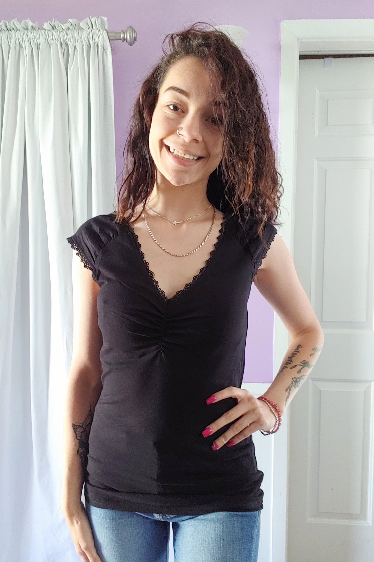 Black Fitted Cap Sleeve Tank