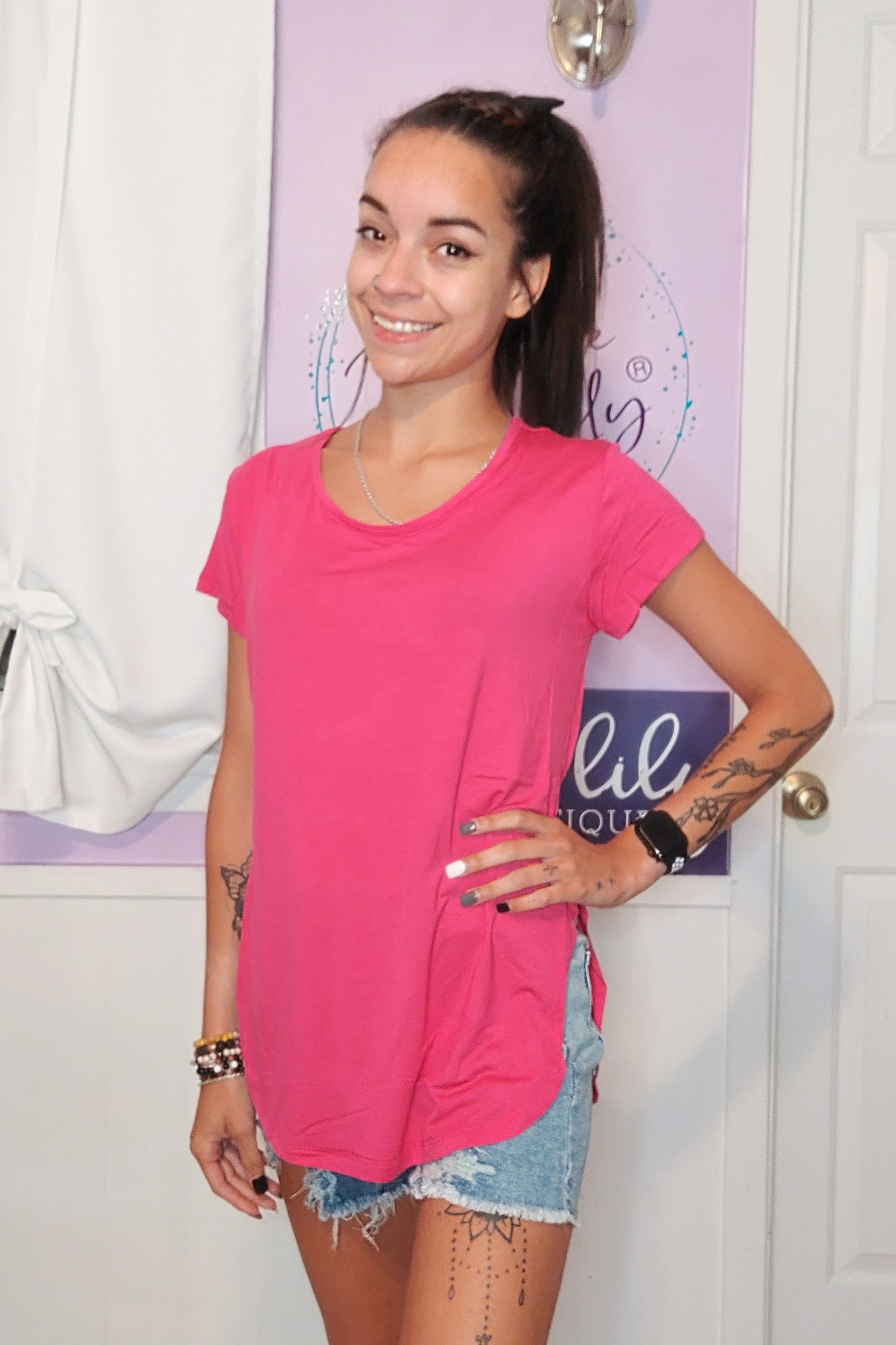 Black Cut Out Back Tee