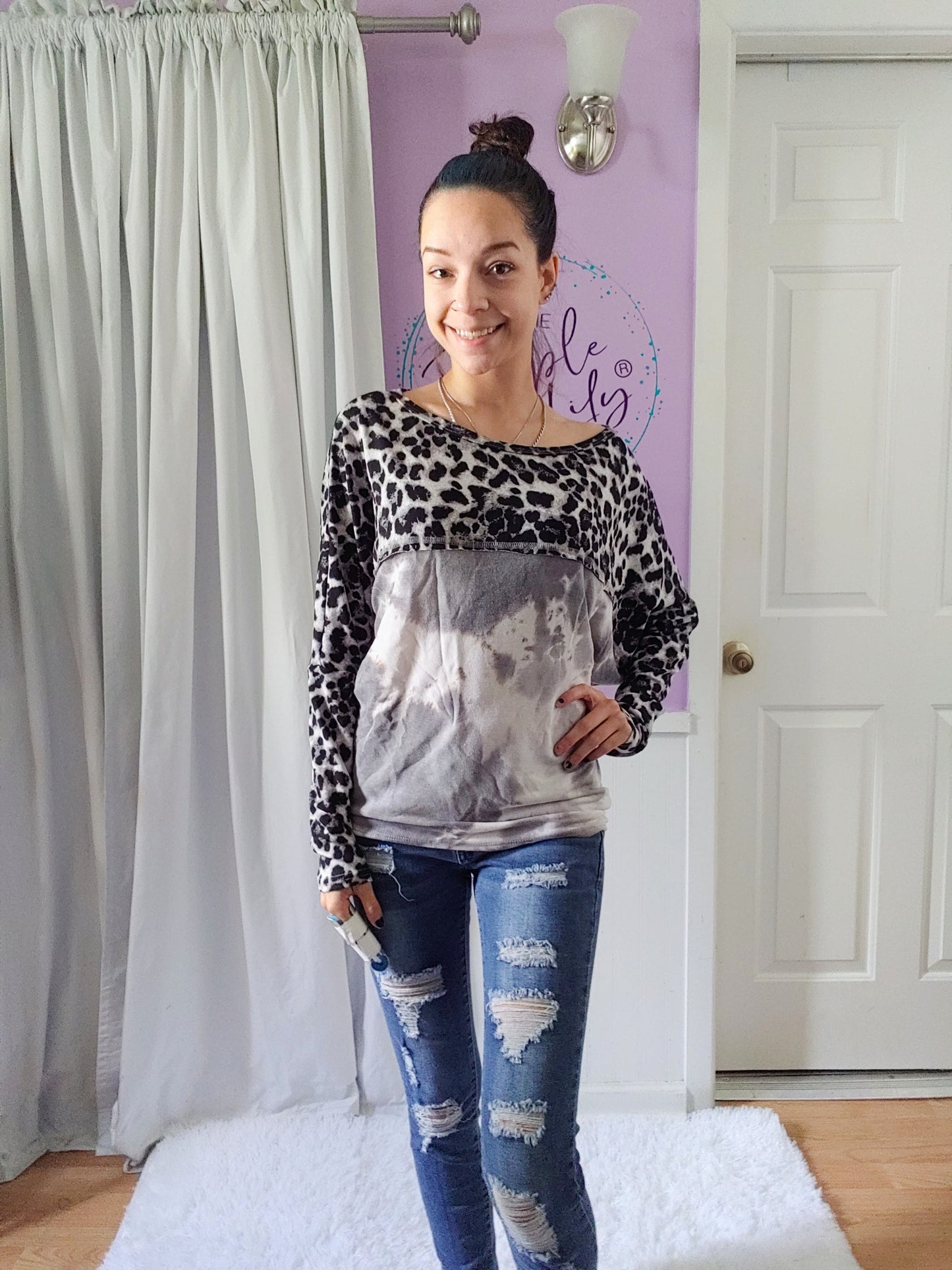 Snow Leopard Tie Dye SUPER Soft Dolman (S-XL)
