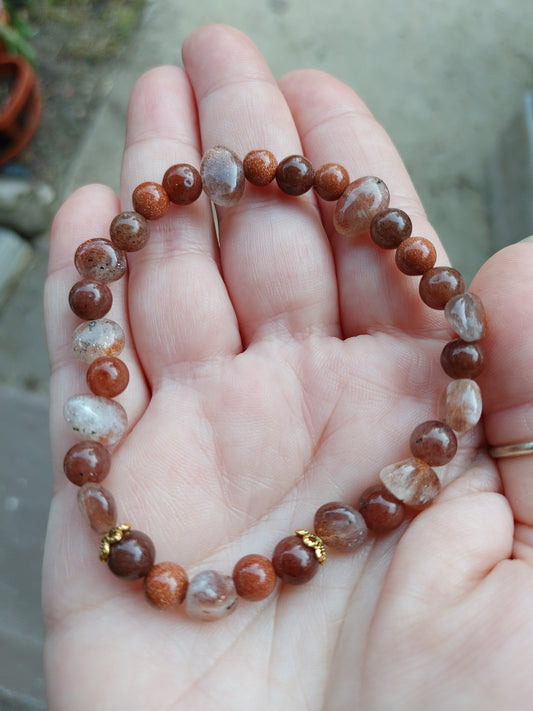 Sunstone, Sandstone, Aventurine Crystal Bracelet